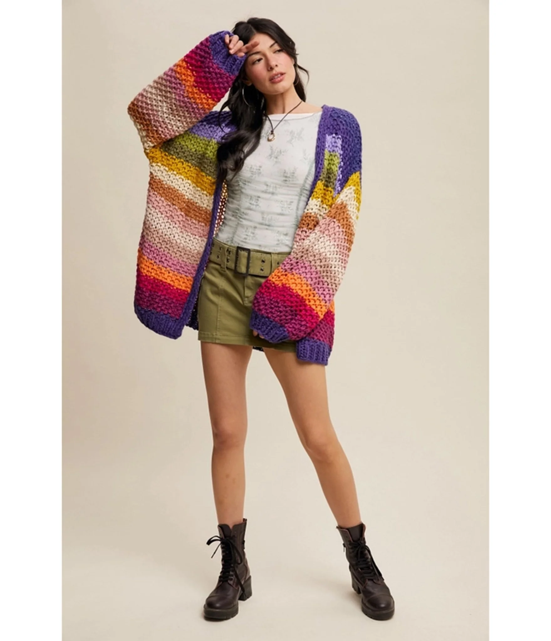 Rainbow Crochet Open Cardigan - Image 5