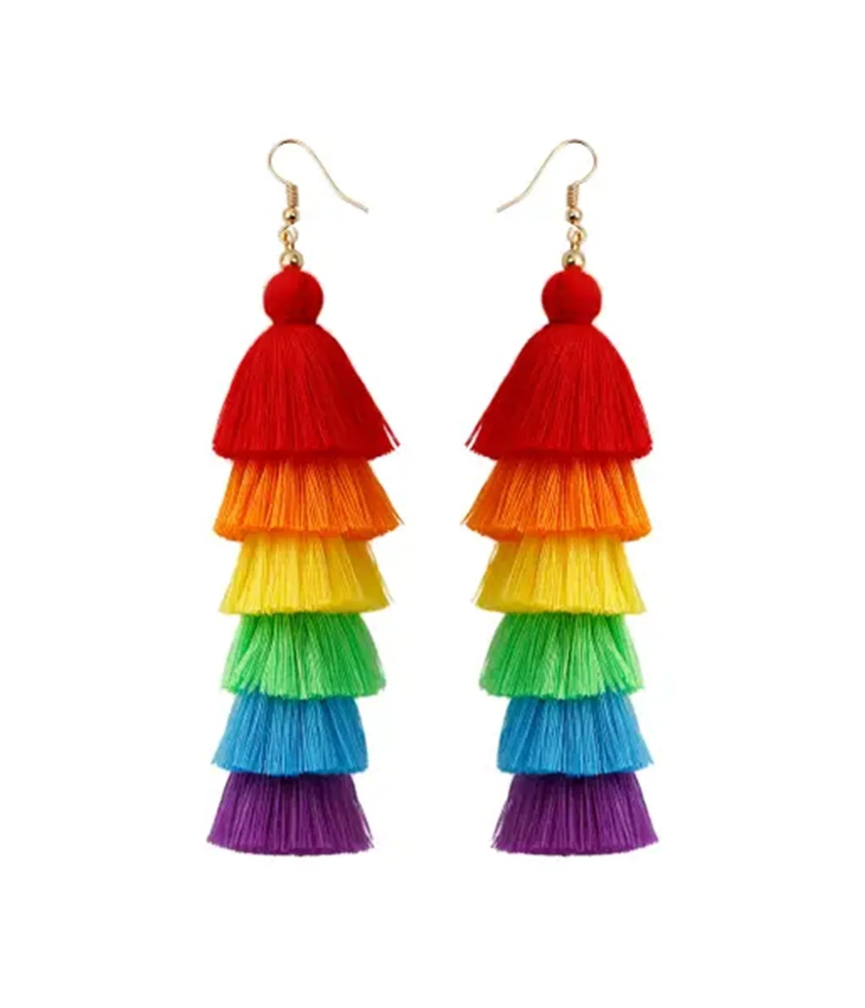 Rainbow Tiered Tassel Earrings