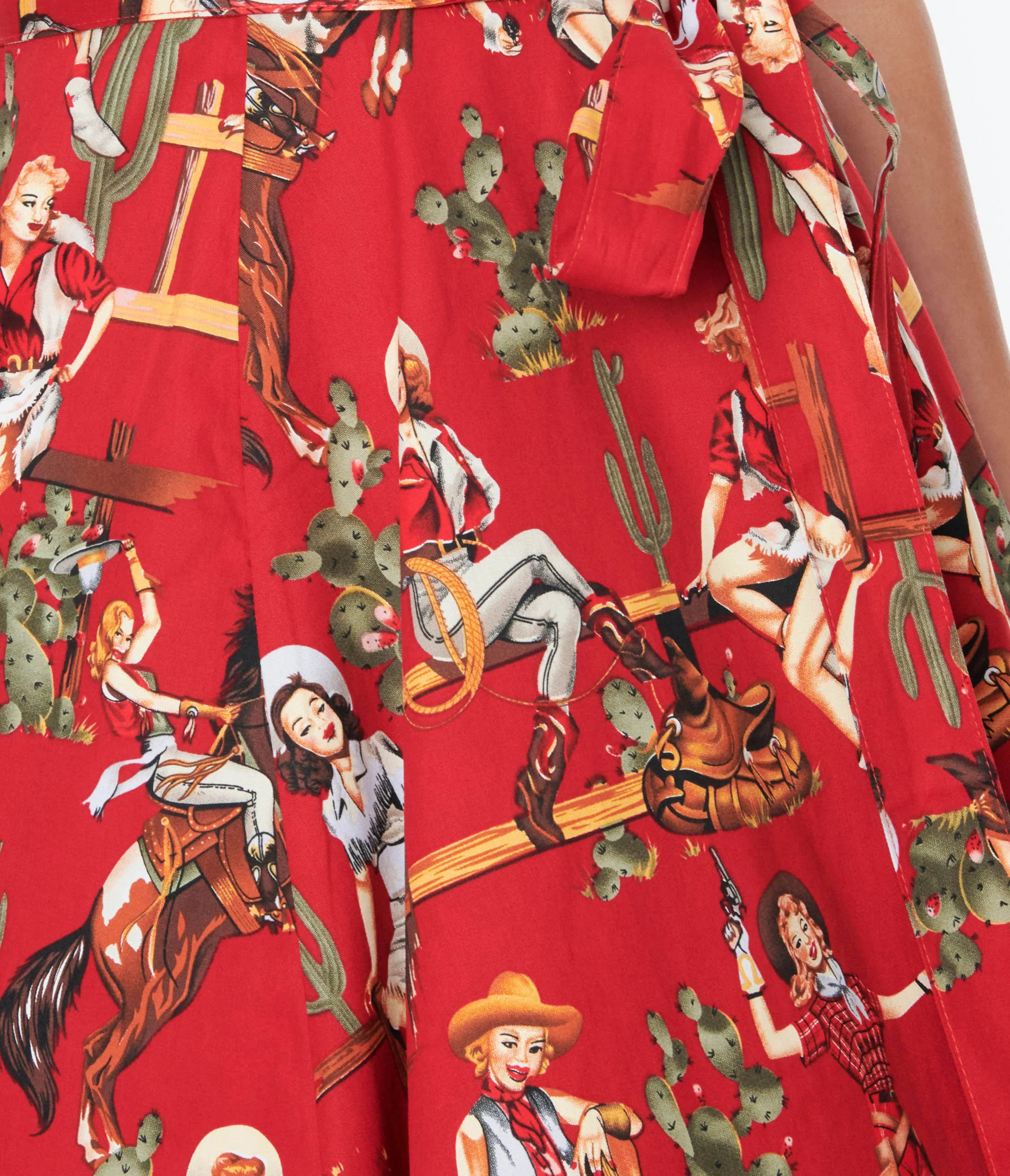 Red & Cowgirl Print Swing Shirt Dress - Image 3