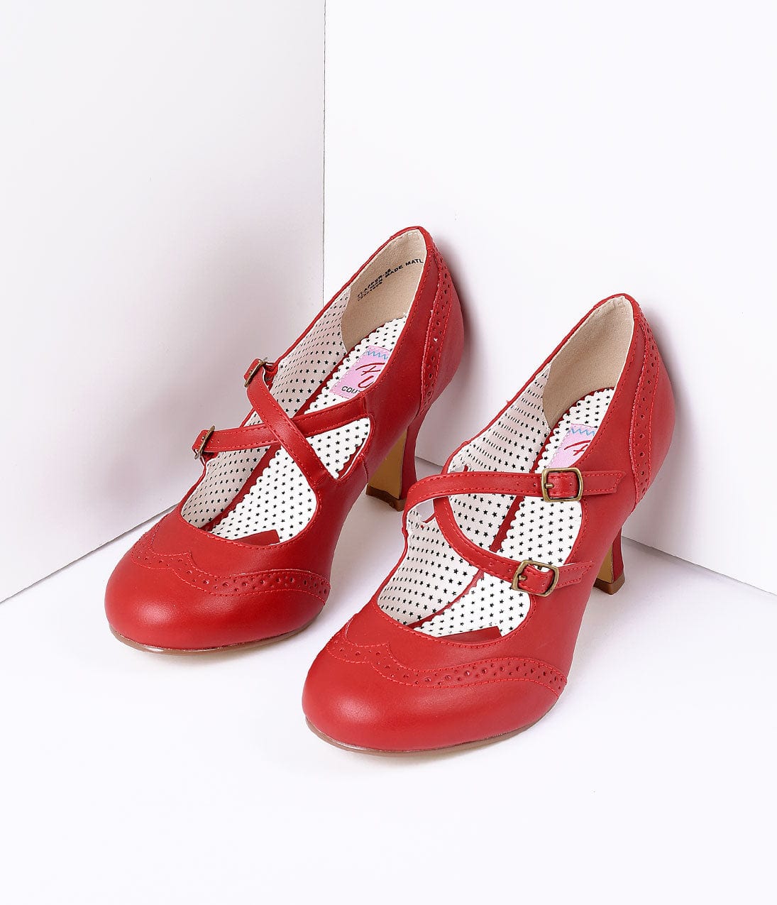 Red Faux Leather Detailed Heel - Image 3