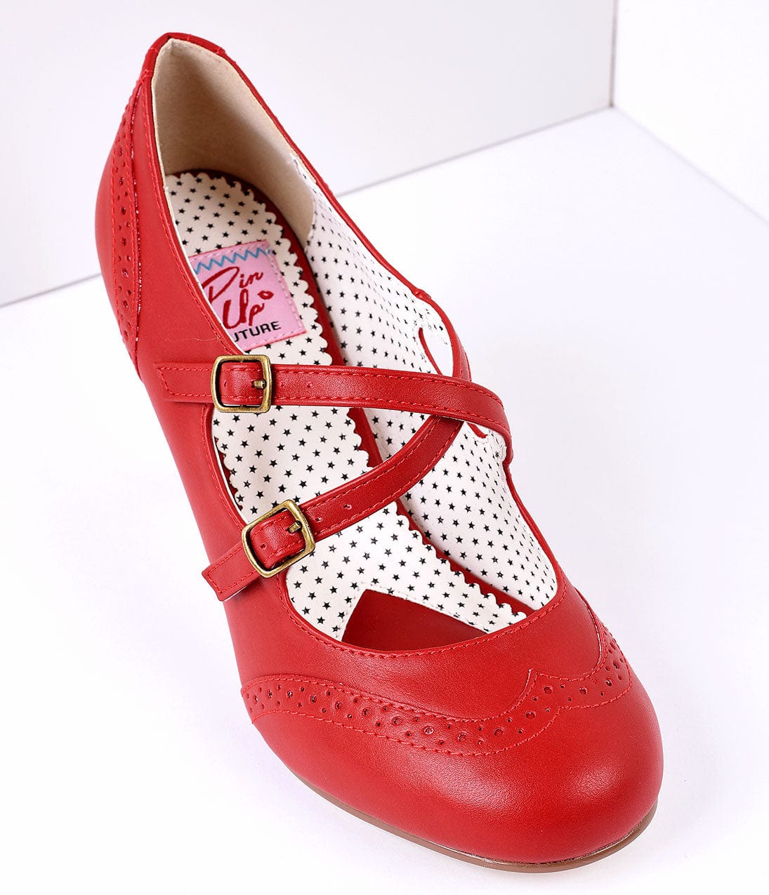Red Faux Leather Detailed Heel - Image 4
