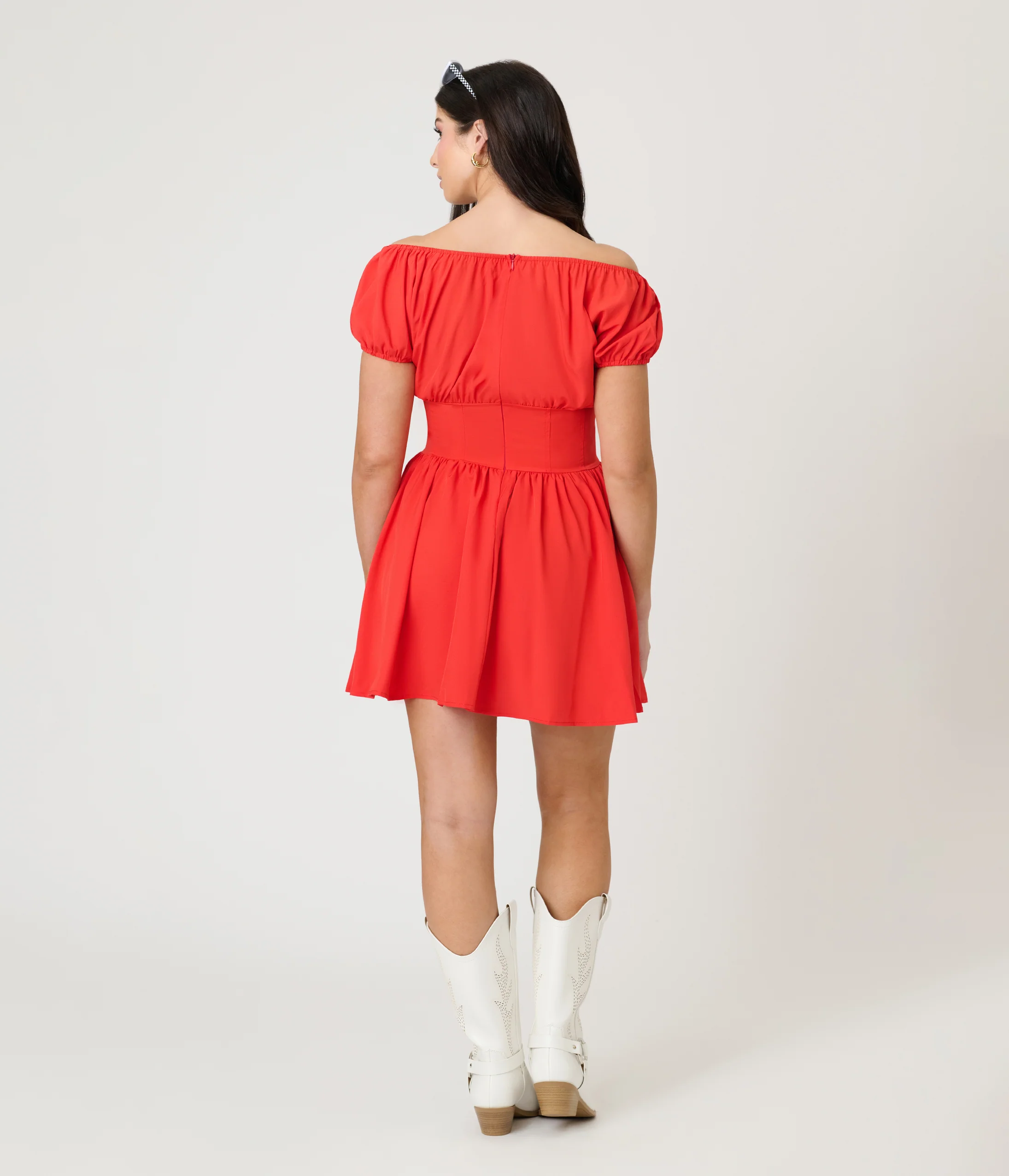 Red Off The Shoulder Mini Dress - Image 2