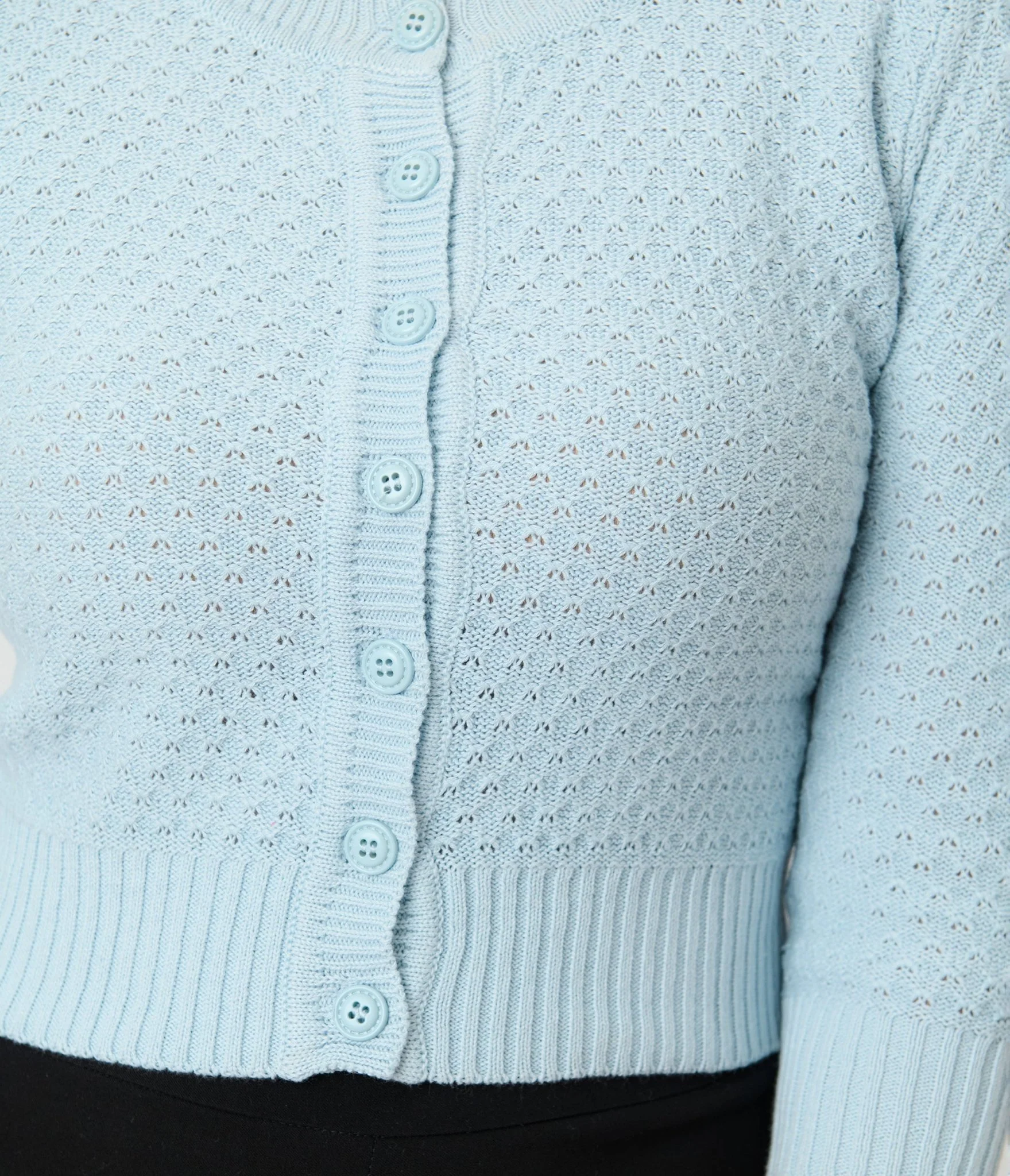 Retro Style Light Blue Crochet Cardigan - Image 4