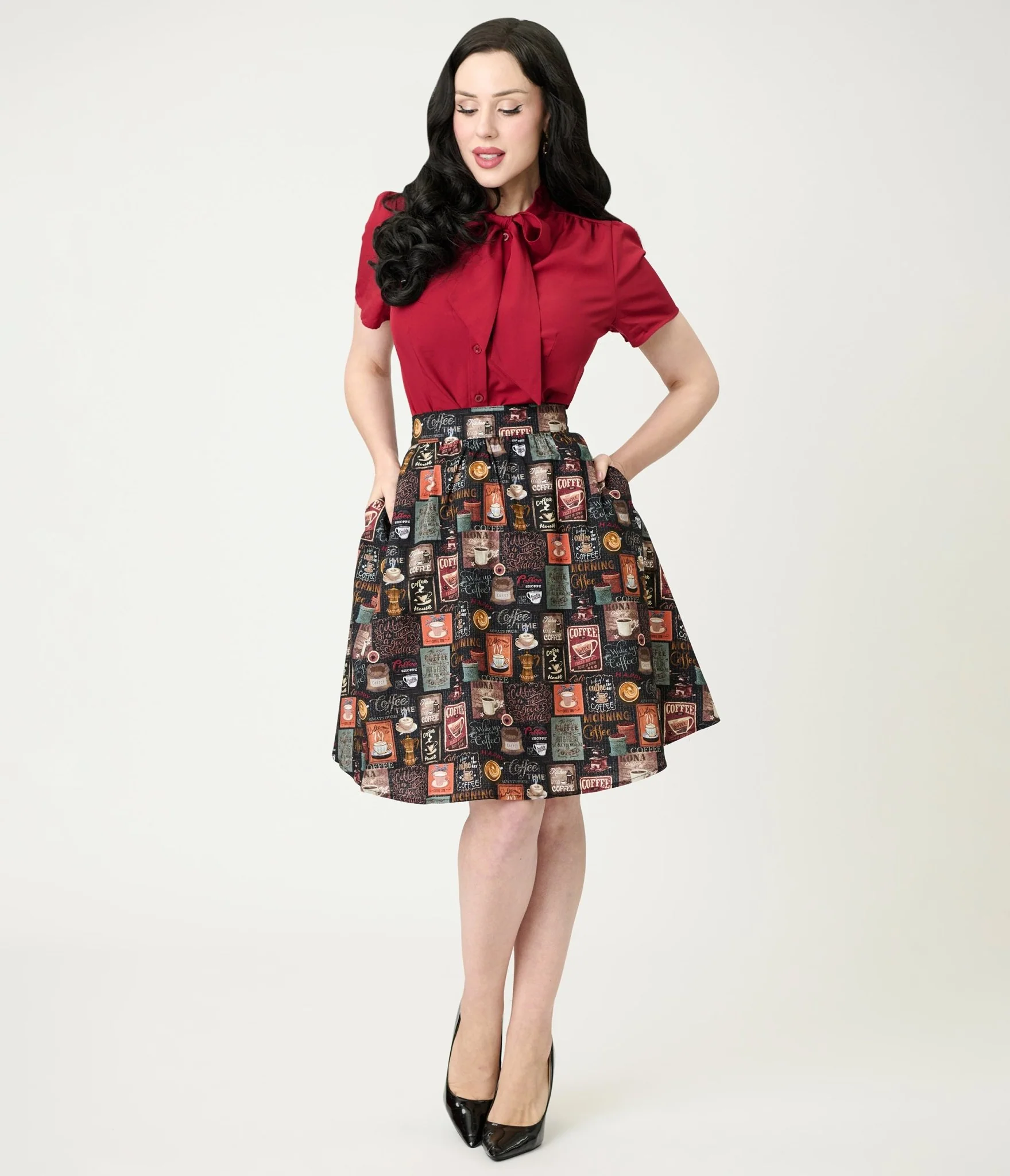 Retrolicious Morning Coffee Cotton Skater Skirt