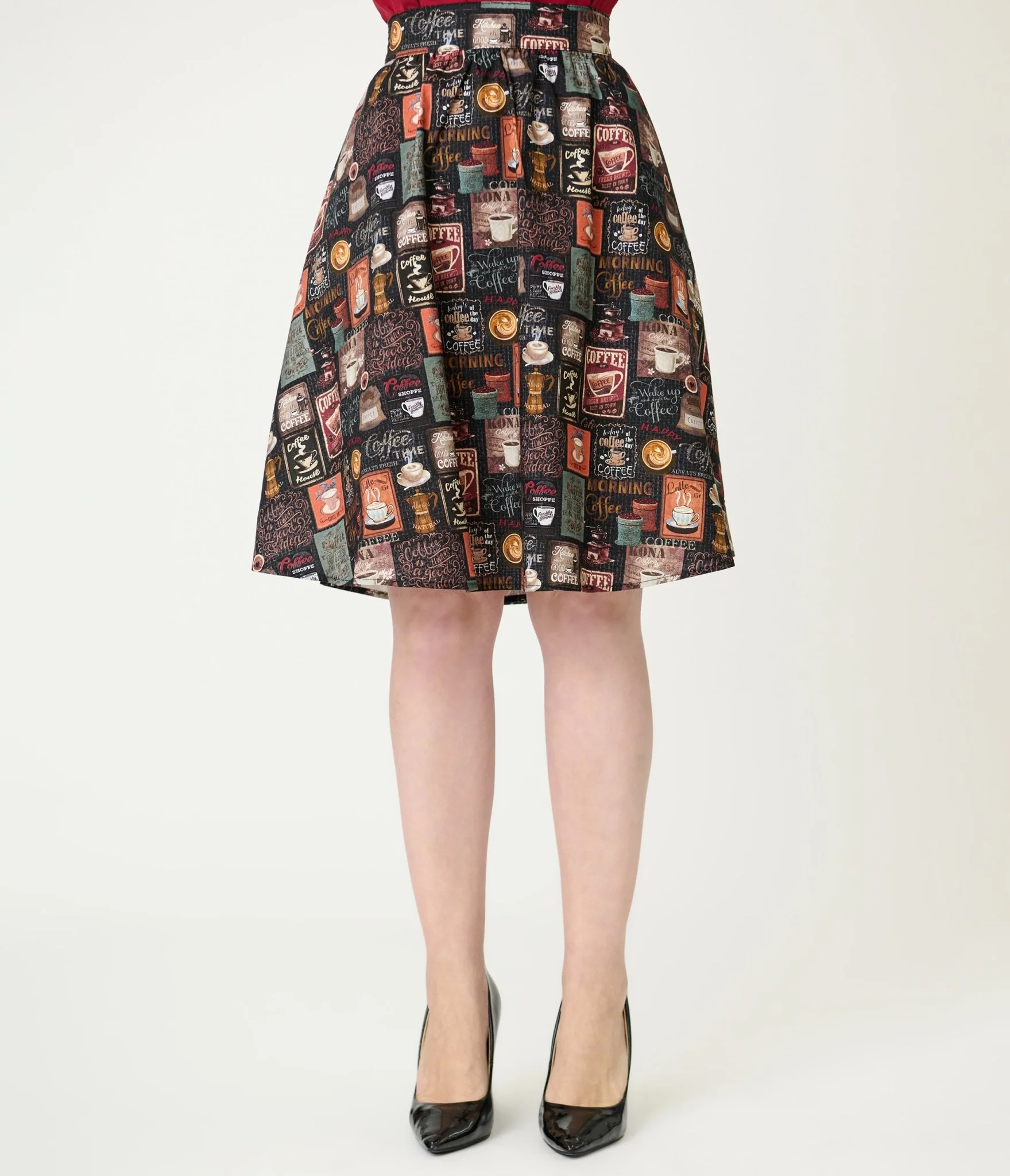 Retrolicious Morning Coffee Cotton Skater Skirt - Image 2