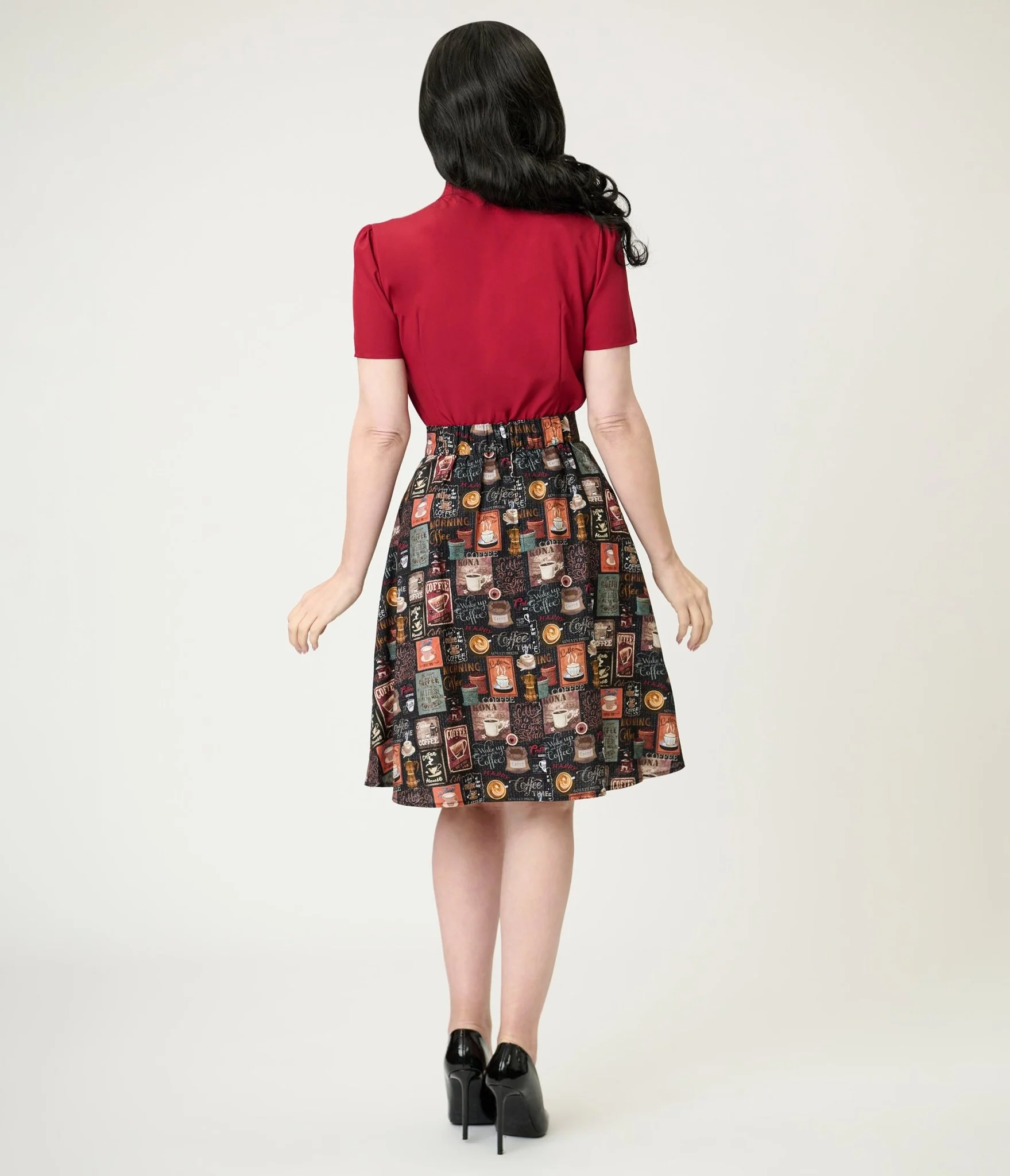 Retrolicious Morning Coffee Cotton Skater Skirt - Image 3