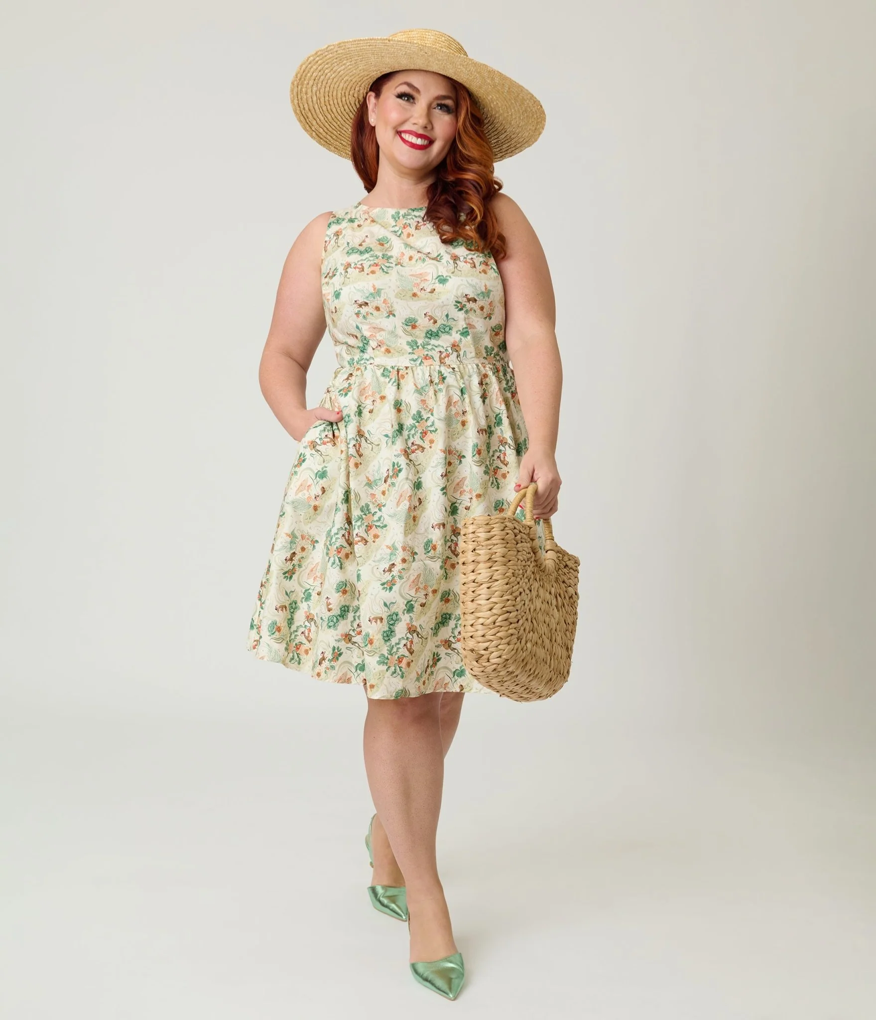 Retrolicious Plus Size Garden Mouse Print Cotton Flare Dress - Image 3