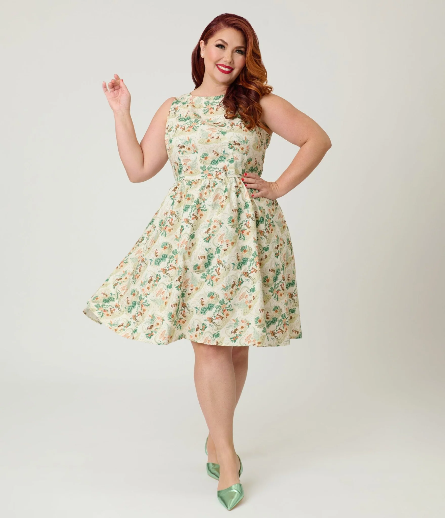 Retrolicious Plus Size Garden Mouse Print Cotton Flare Dress - Image 4
