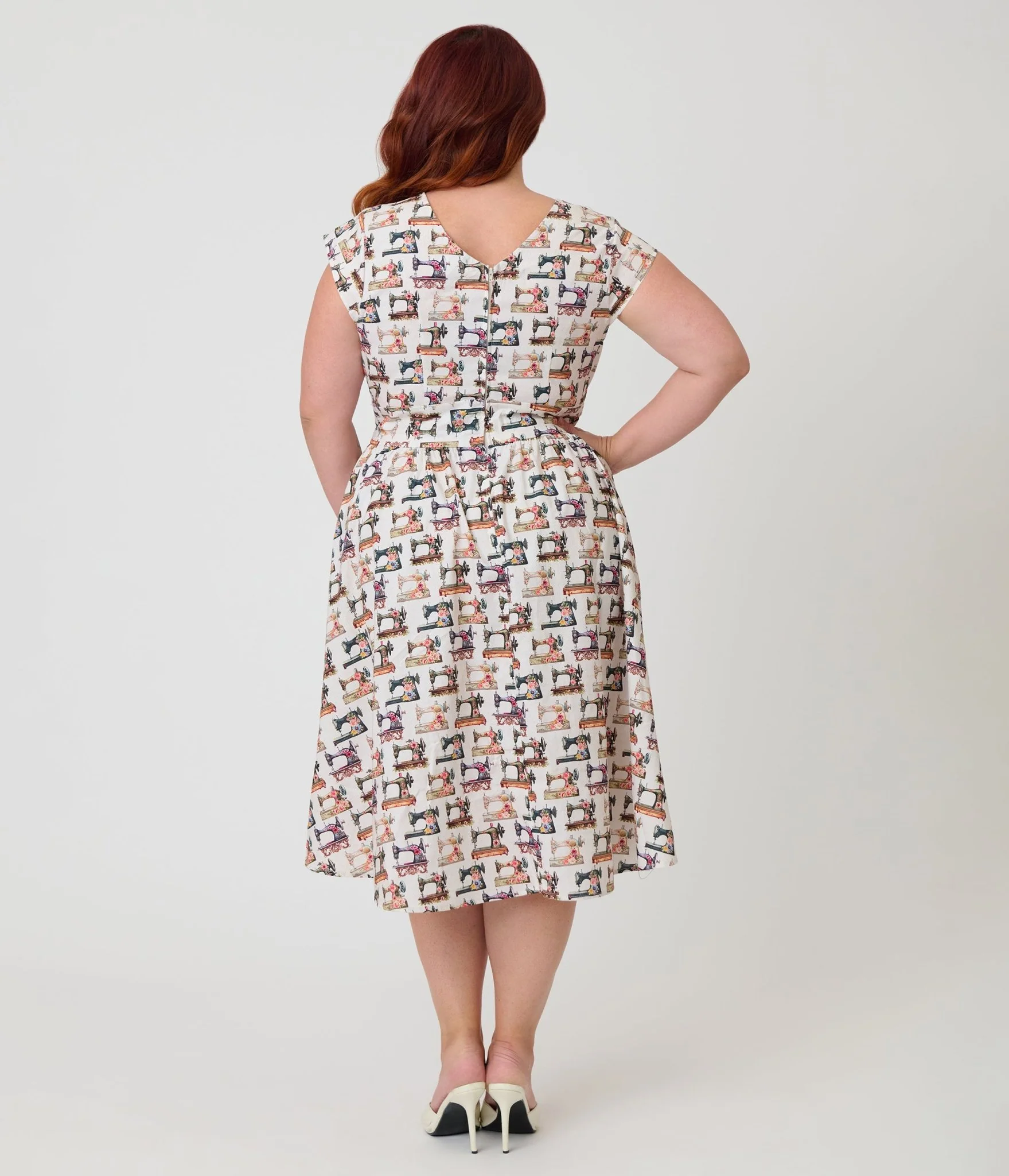 Retrolicious Plus Size Sewing Machine Print Greta Swing Dress - Image 2