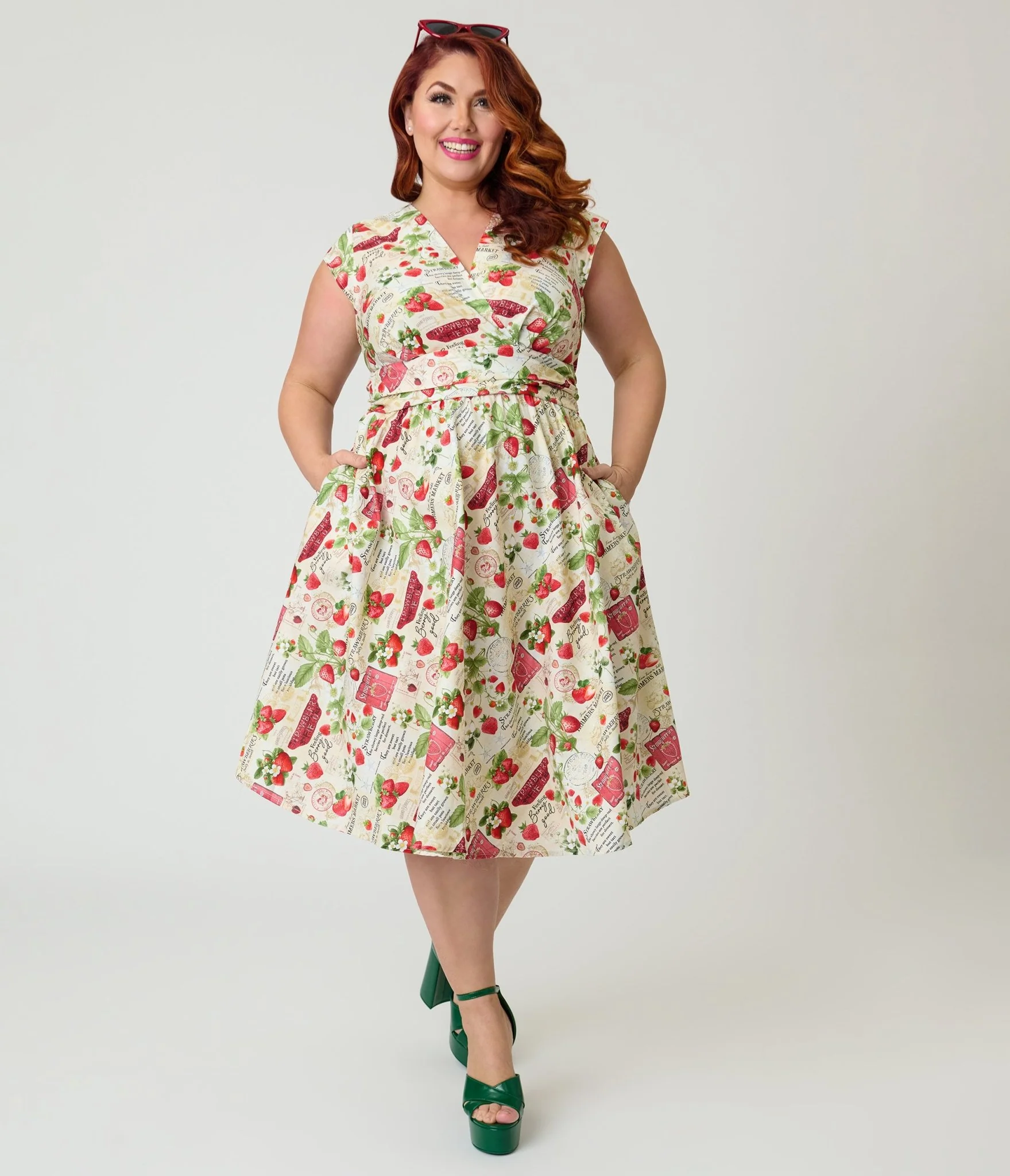 Retrolicious Plus Size Strawberry Print Greta Swing Dress - Image 3