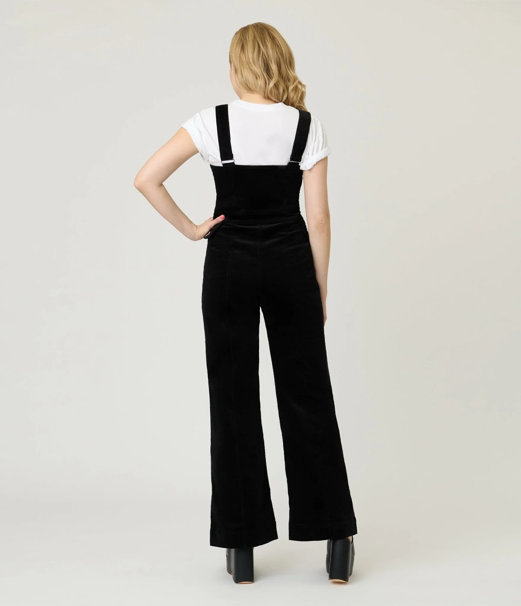 Smak Parlour Black Corduroy Wide Leg Dungarees - Image 2