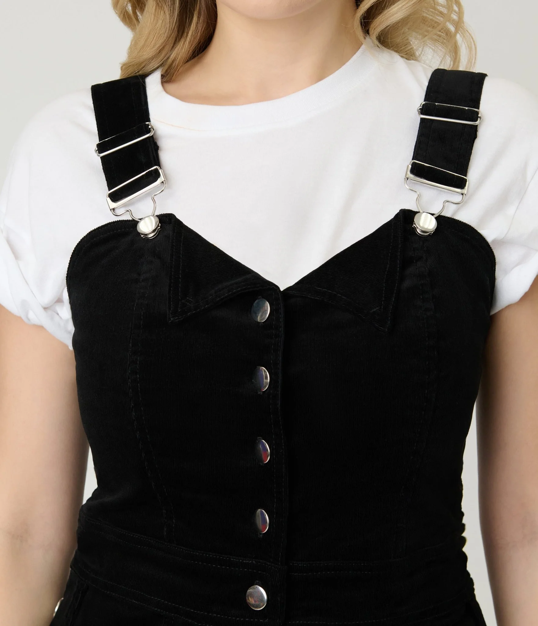 Smak Parlour Black Corduroy Wide Leg Dungarees - Image 5
