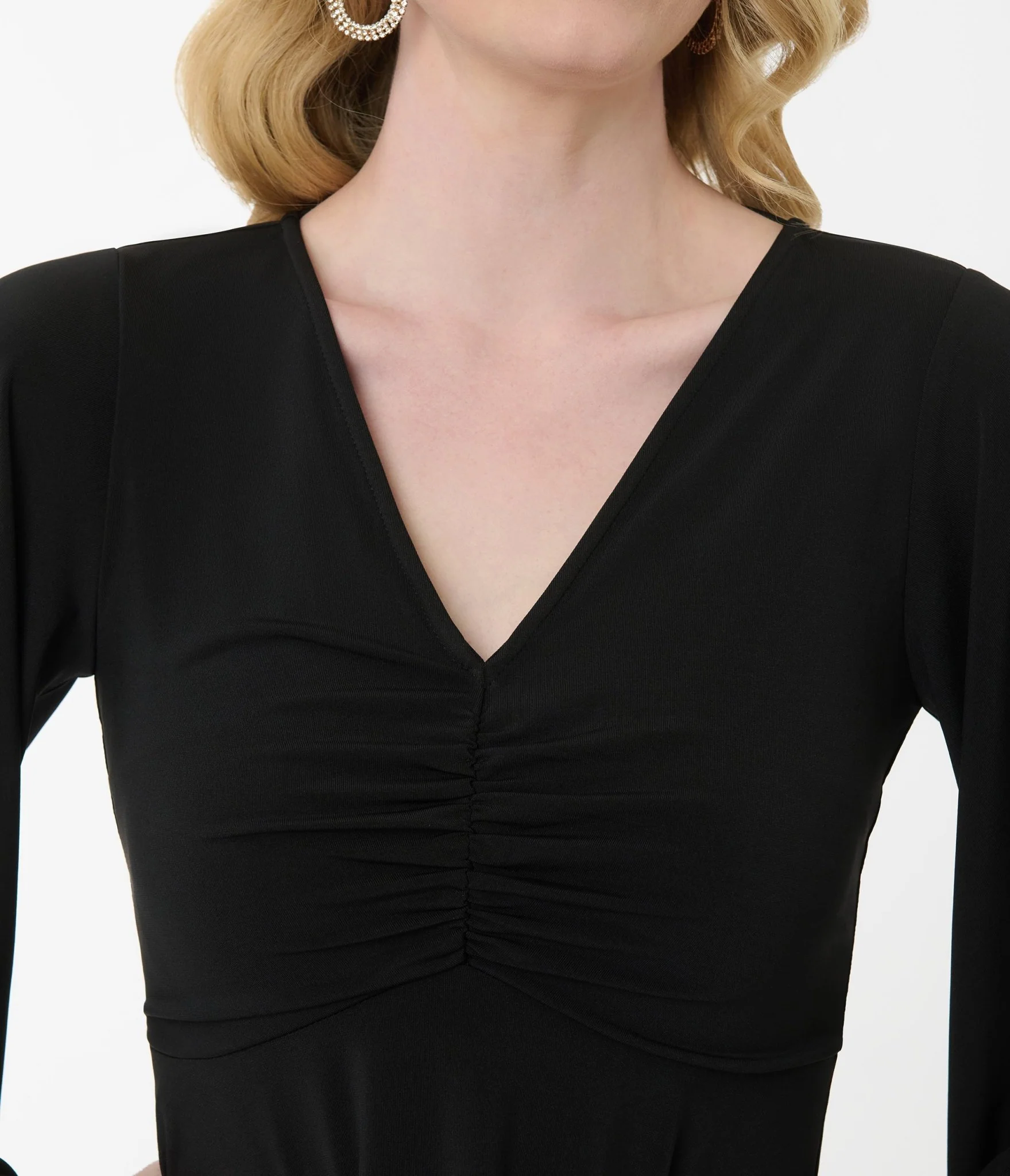 Smak Parlour Black Fringe Bell Sleeve Fit & Flare Dress - Image 2