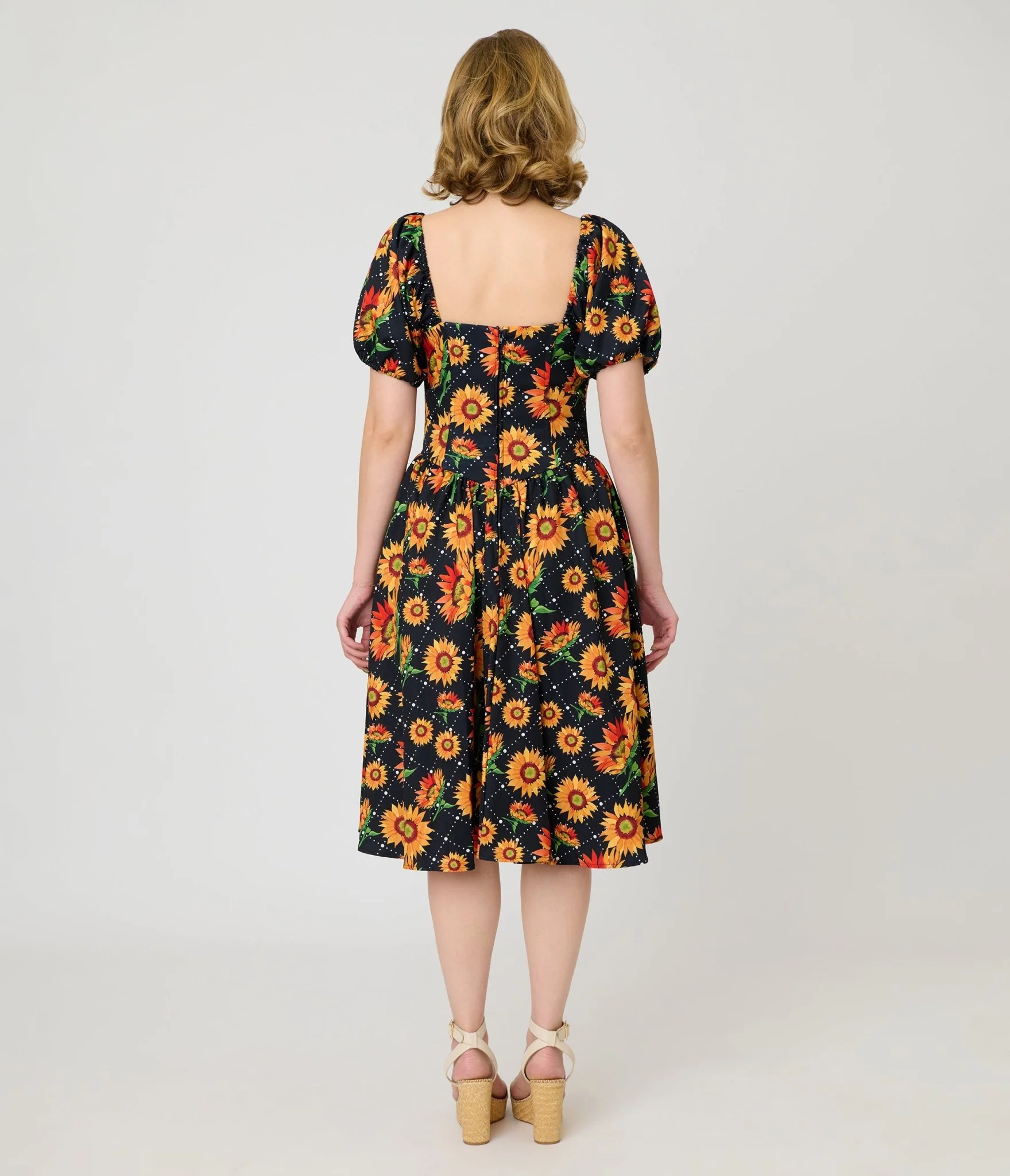 Smak Parlour Black & Sunflower Sweetheart Swing Dress - Image 2
