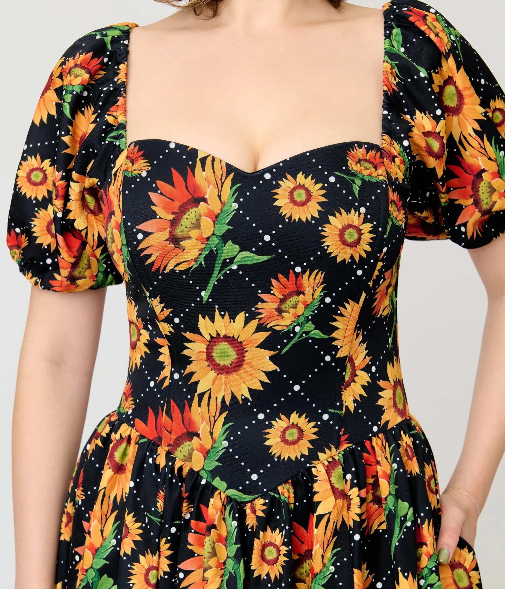 Smak Parlour Black & Sunflower Sweetheart Swing Dress - Image 5