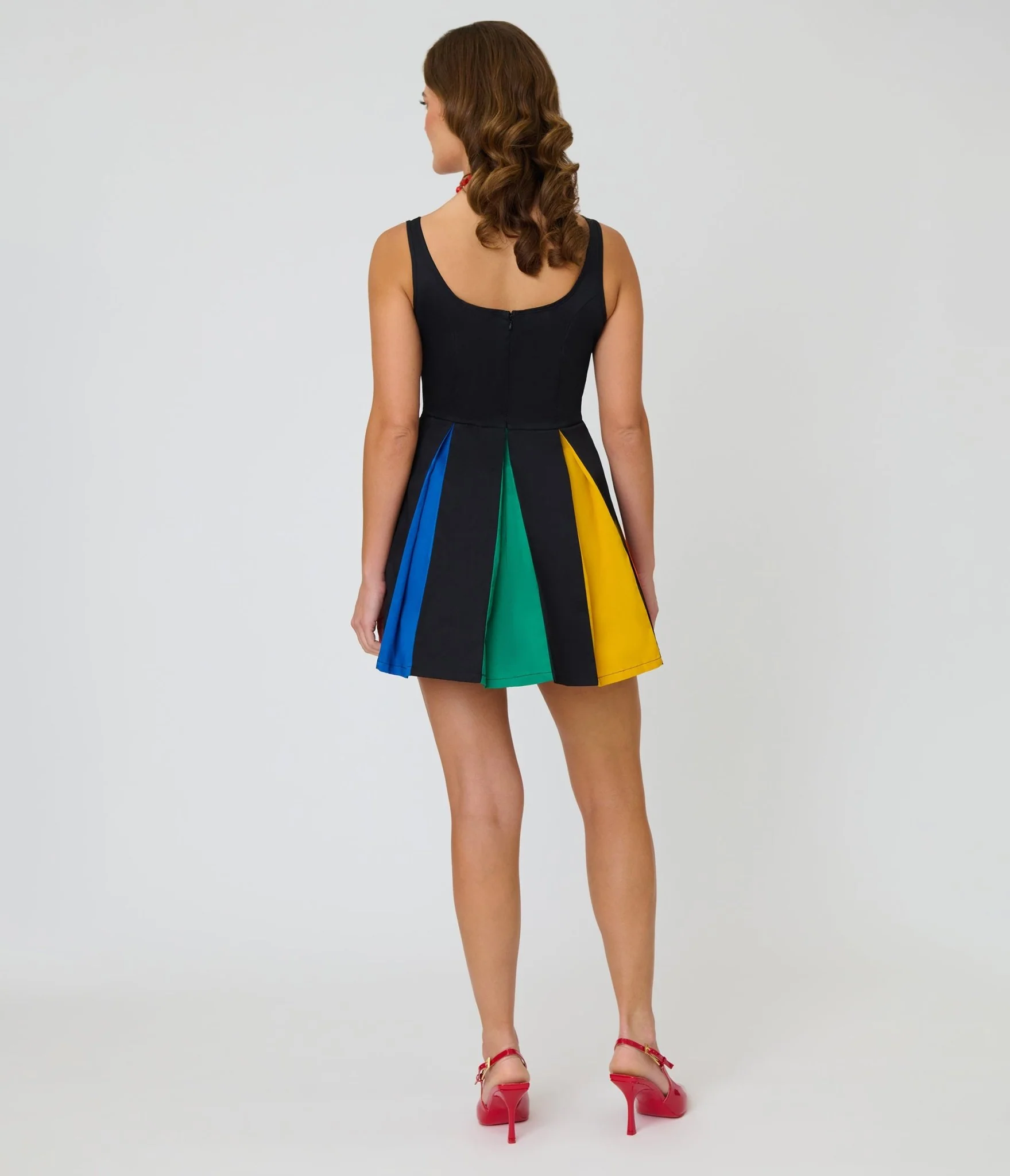 Smak Parlour Black & Rainbow Pleated Skirted Romper - Image 2
