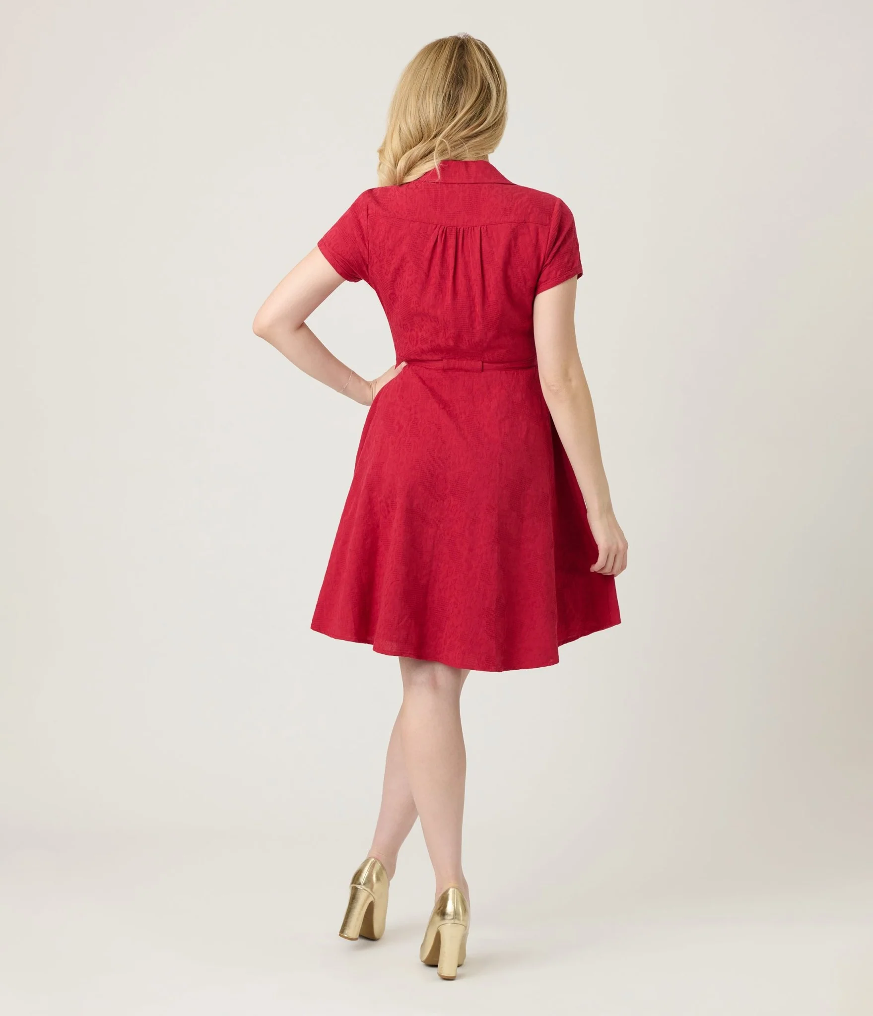 Smak Parlour Burgundy Reindeer Cotton Fit & Flare Dress - Image 2