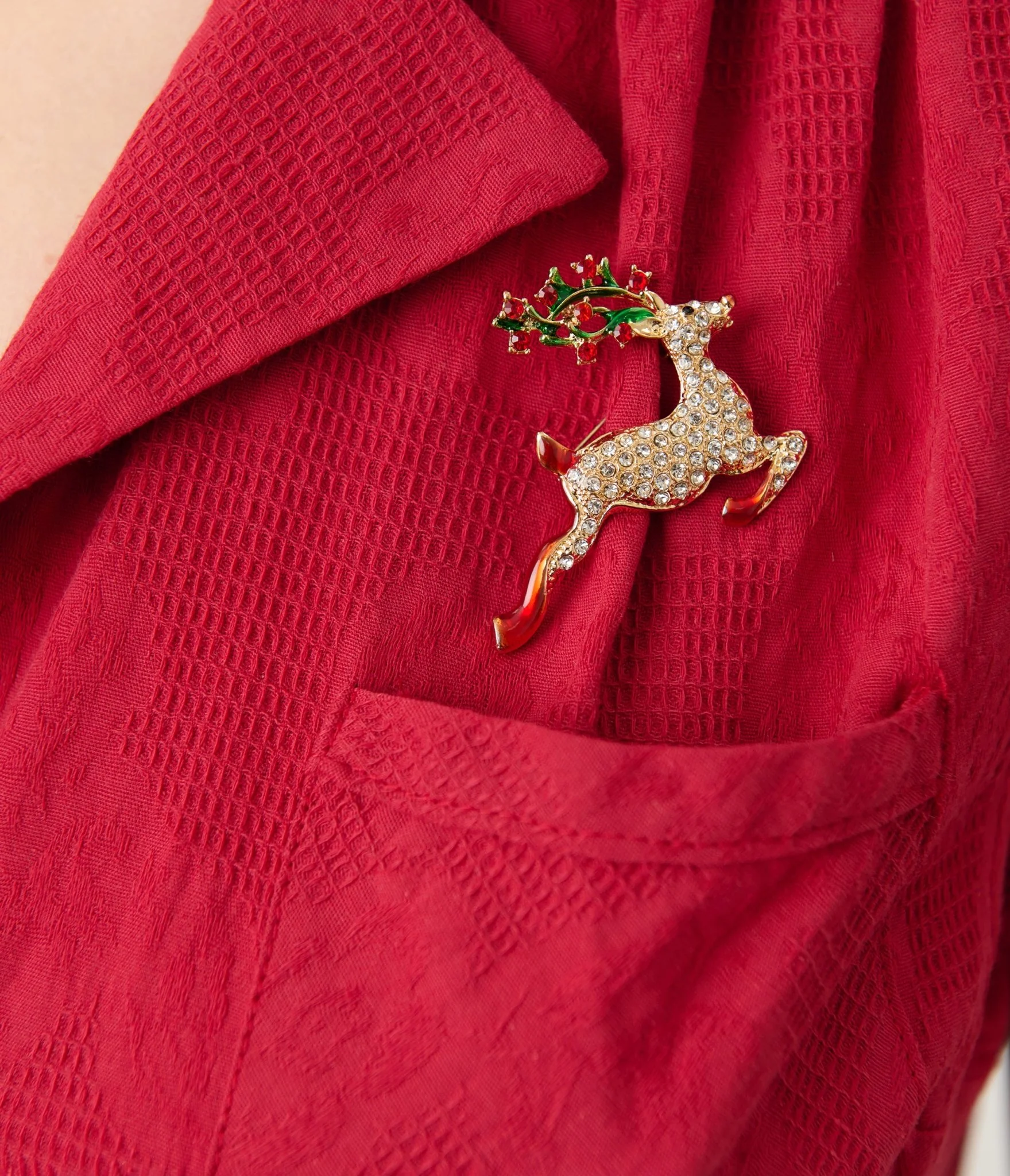 Smak Parlour Burgundy Reindeer Cotton Fit & Flare Dress - Image 4