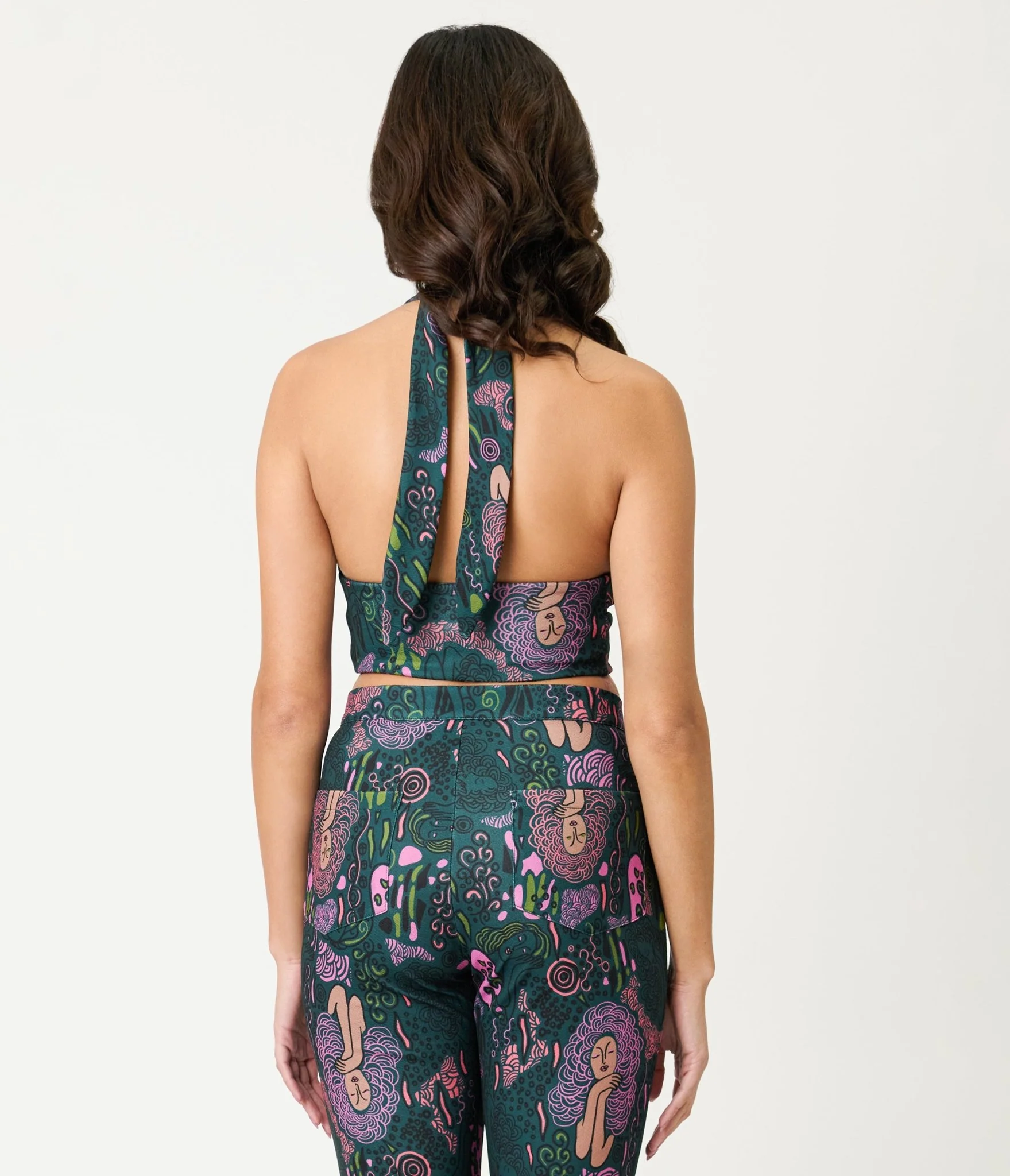 Smak Parlour Green & Mannequin Doodle Feelin Groovy Crop Top - Image 2