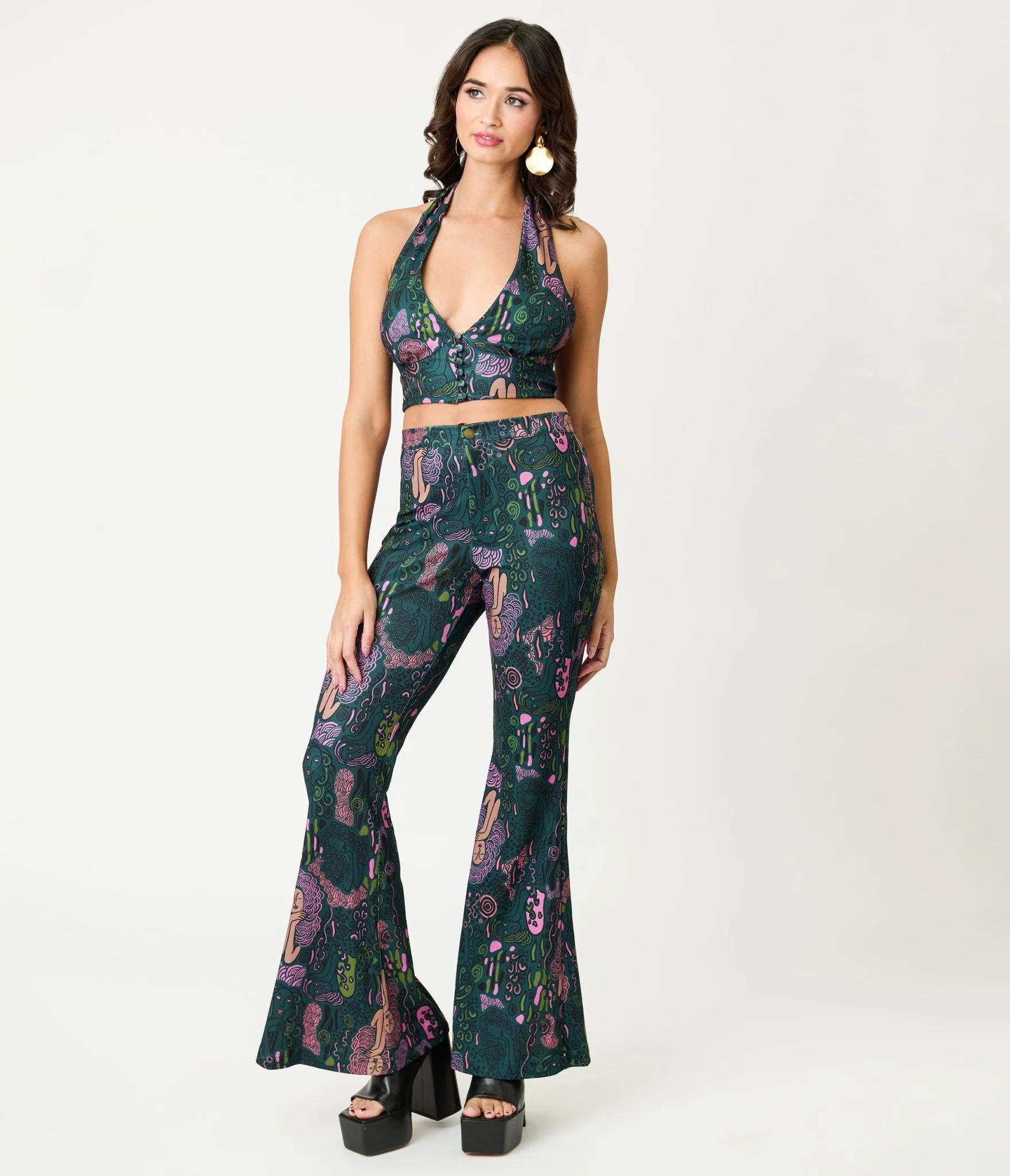 Smak Parlour Green & Mannequin Doodle Feelin Groovy Crop Top - Image 3