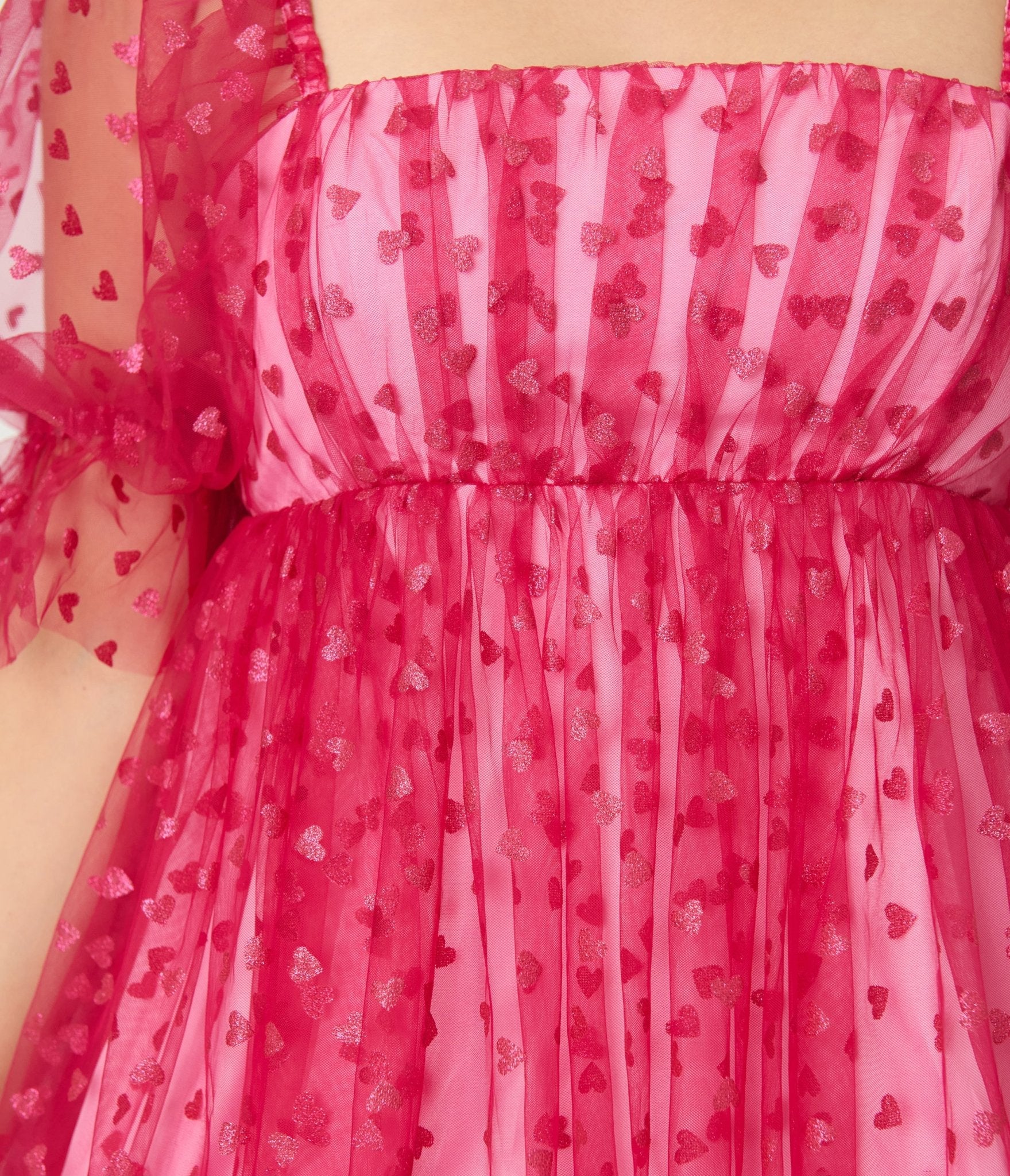 Smak Parlour Hot Pink Glitter Hearts Love Interest Babydoll Dress - Image 5