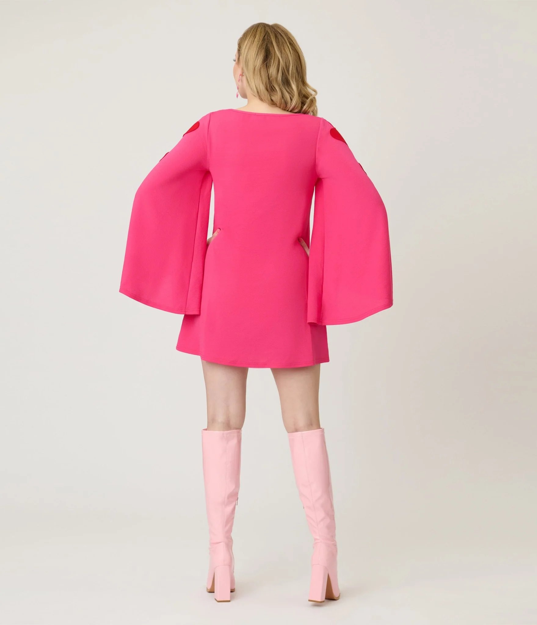 Smak Parlour Hot Pink Heart Cutout Bell Sleeve Mini Dress - Image 2