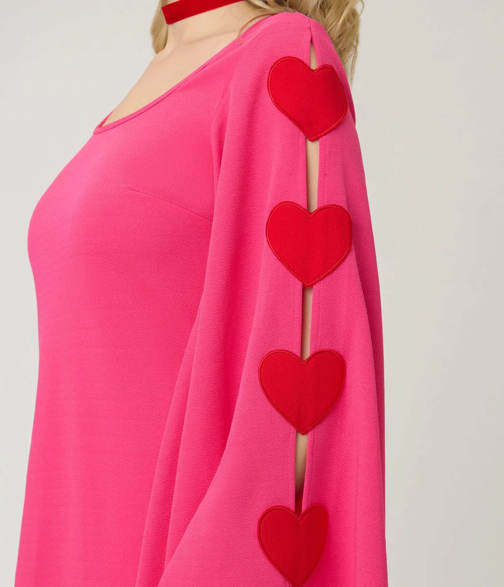 Smak Parlour Hot Pink Heart Cutout Bell Sleeve Mini Dress - Image 4