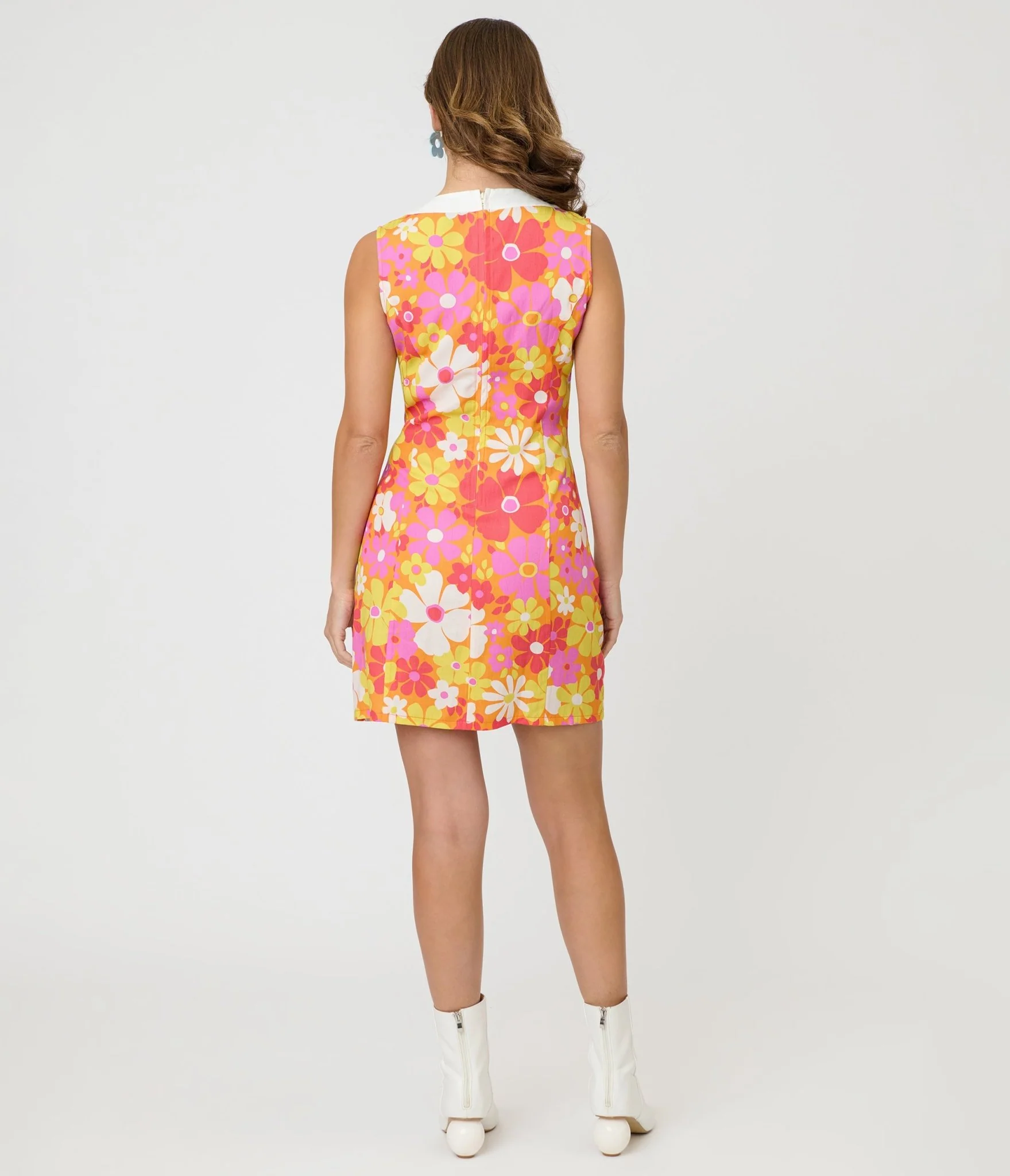 Smak Parlour Orange Flower Print Mod Shift Dress - Image 2