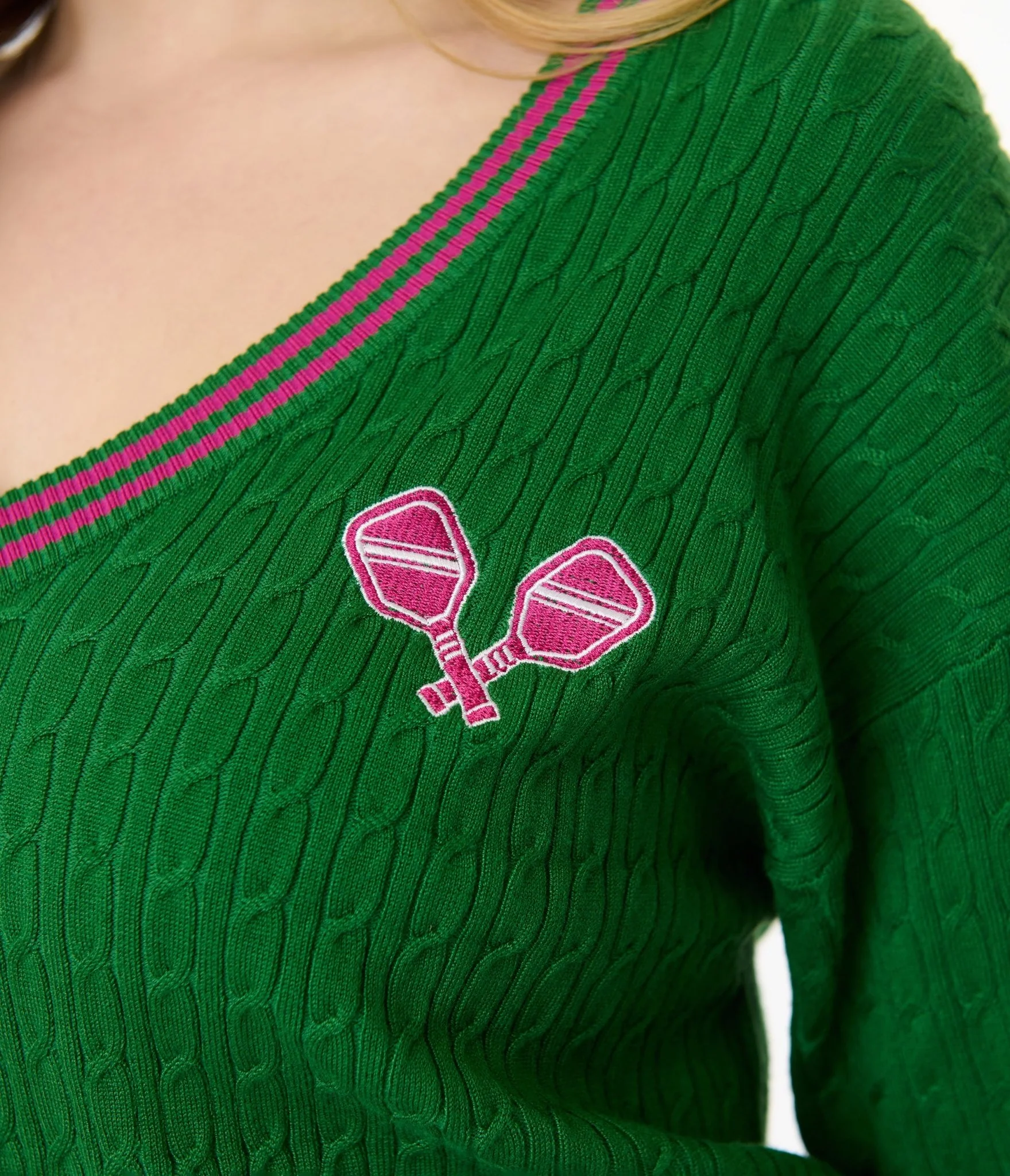 Smak Parlour Pink & Green Pickleball Sweater - Image 2