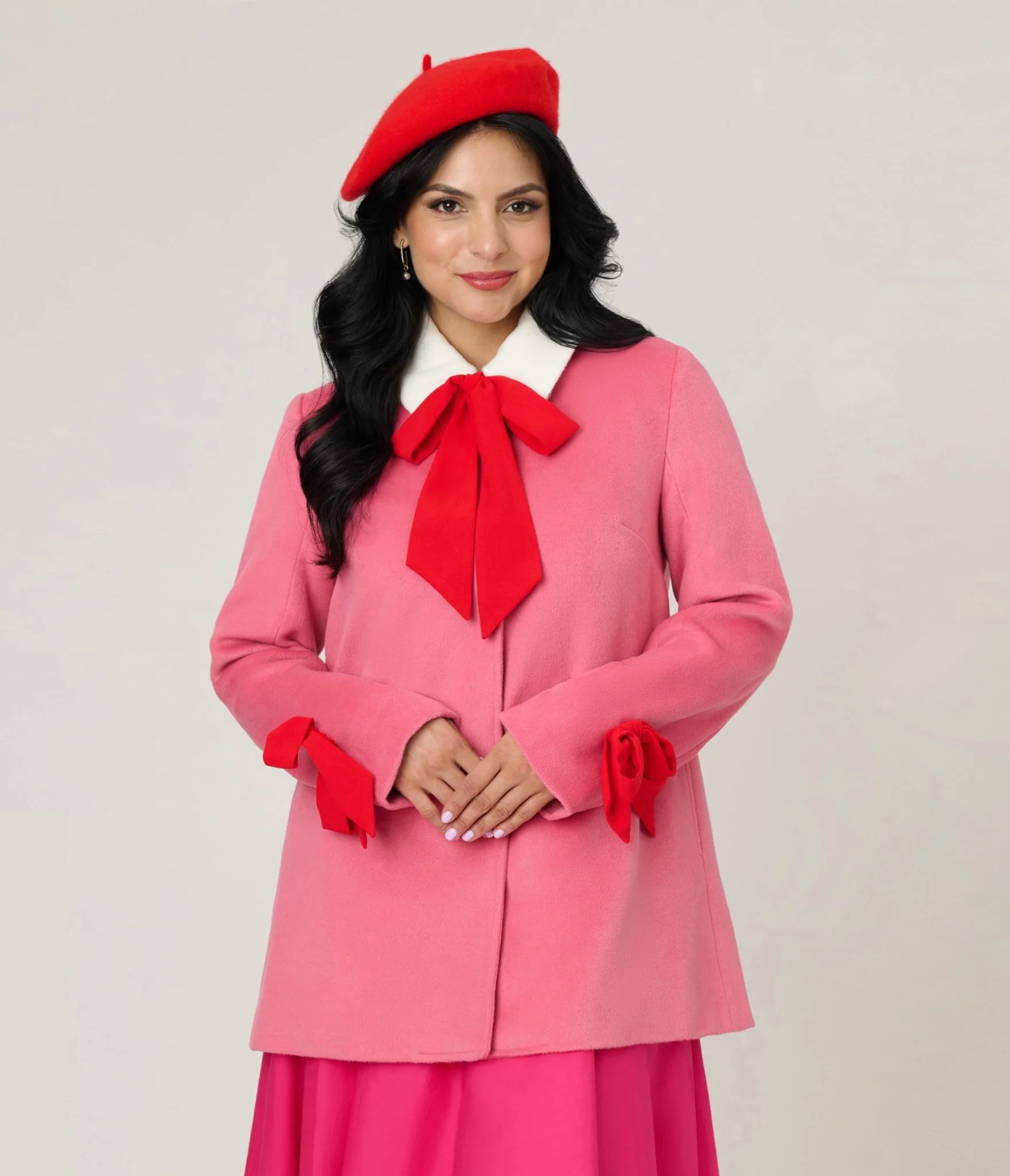 Smak Parlour Pink & Red Bows Topper Coat - Image 3
