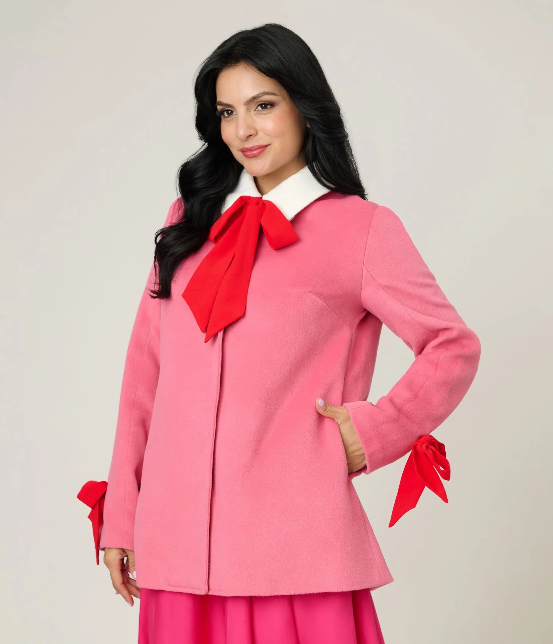 Smak Parlour Pink & Red Bows Topper Coat - Image 5