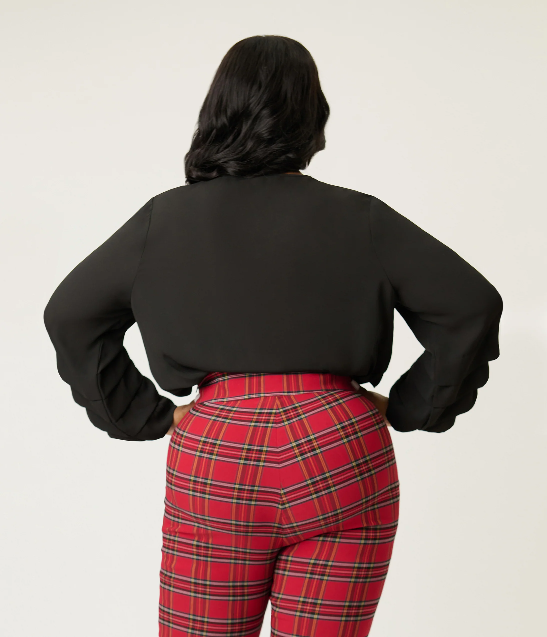 Smak Parlour Plus Size Black Pleated Front Blouse - Image 2