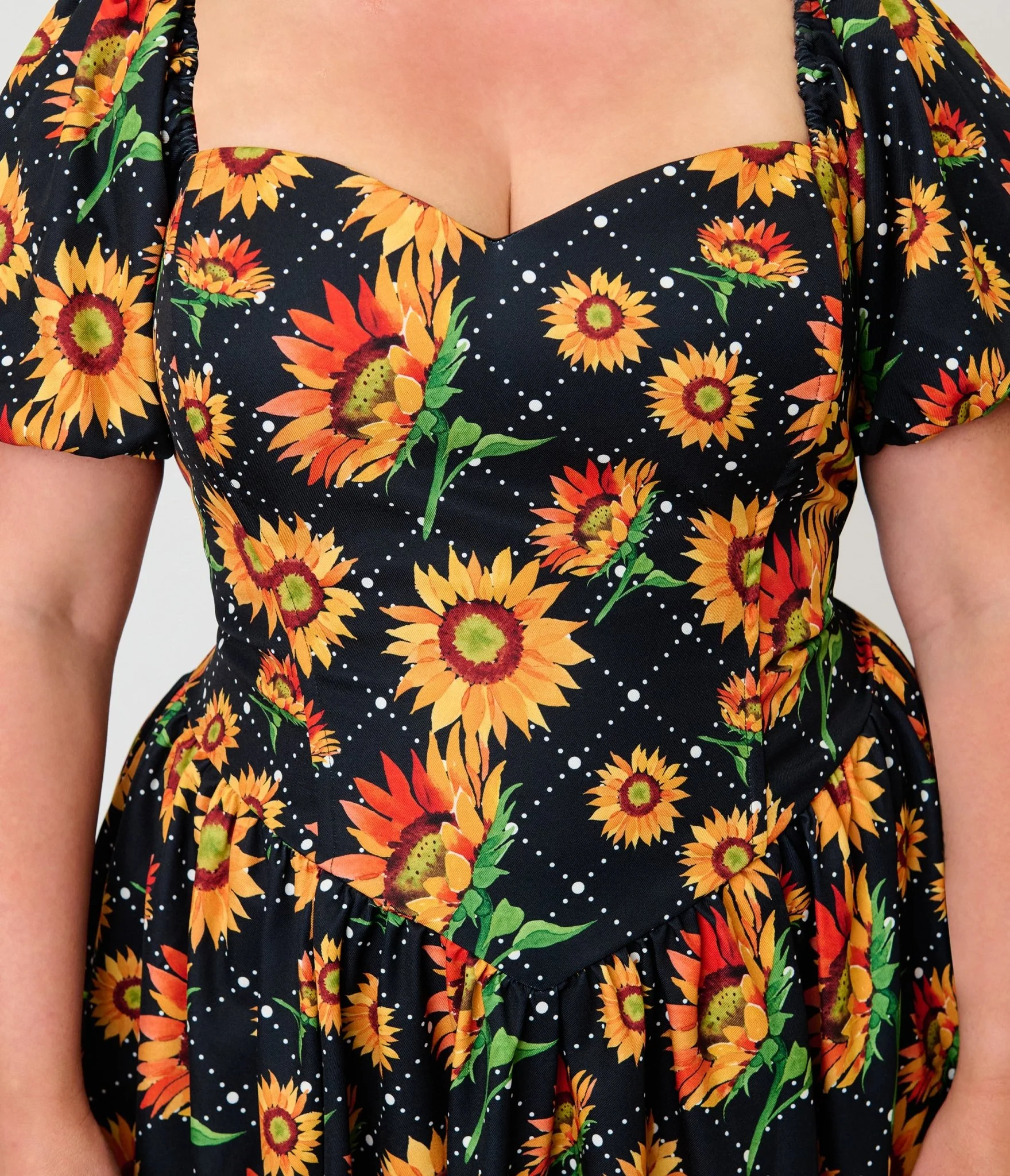 Smak Parlour Plus Size Black & Sunflower Sweetheart Swing Dress - Image 5
