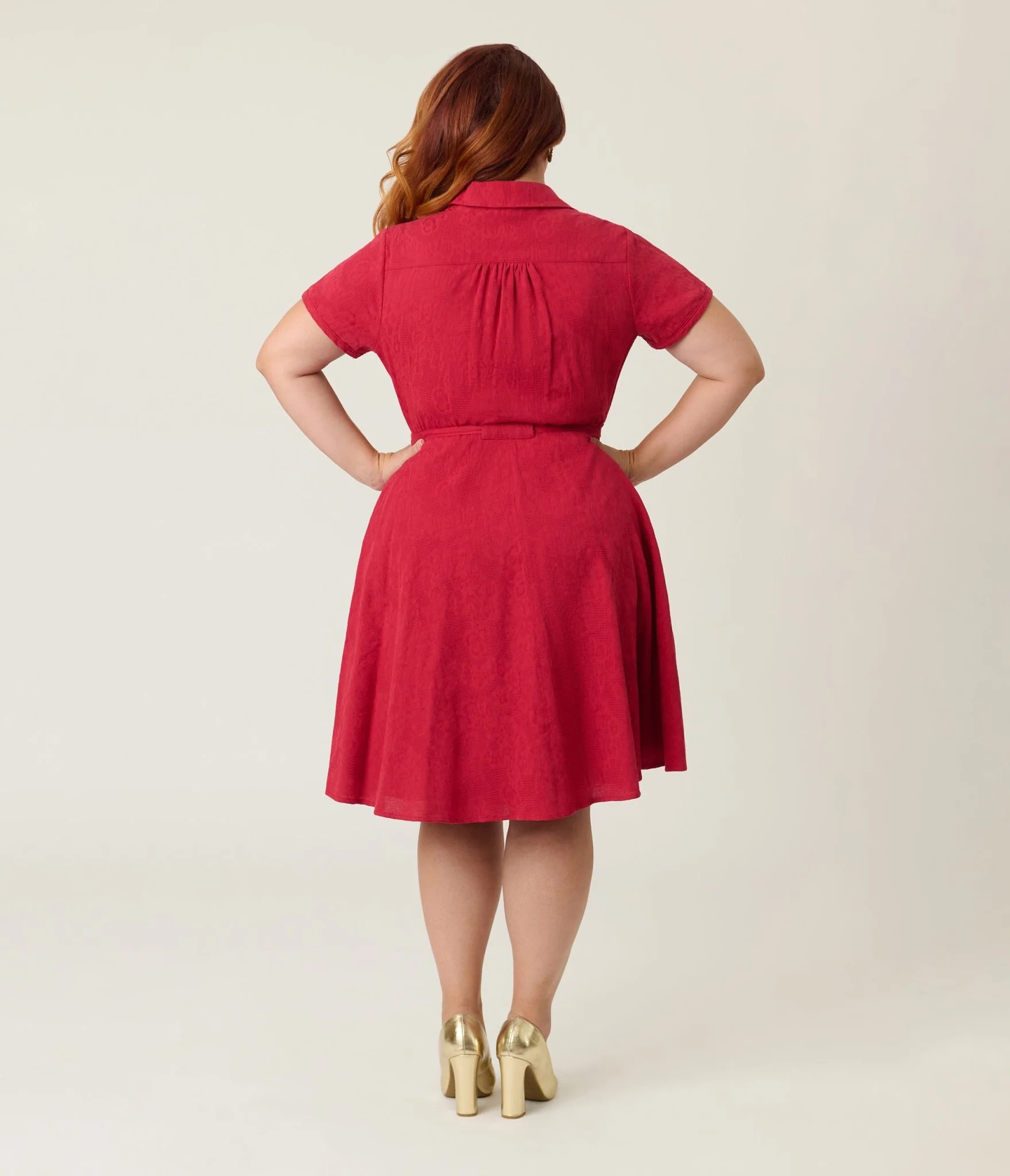 Smak Parlour Plus Size Burgundy Reindeer Cotton Fit & Flare Dress - Image 2