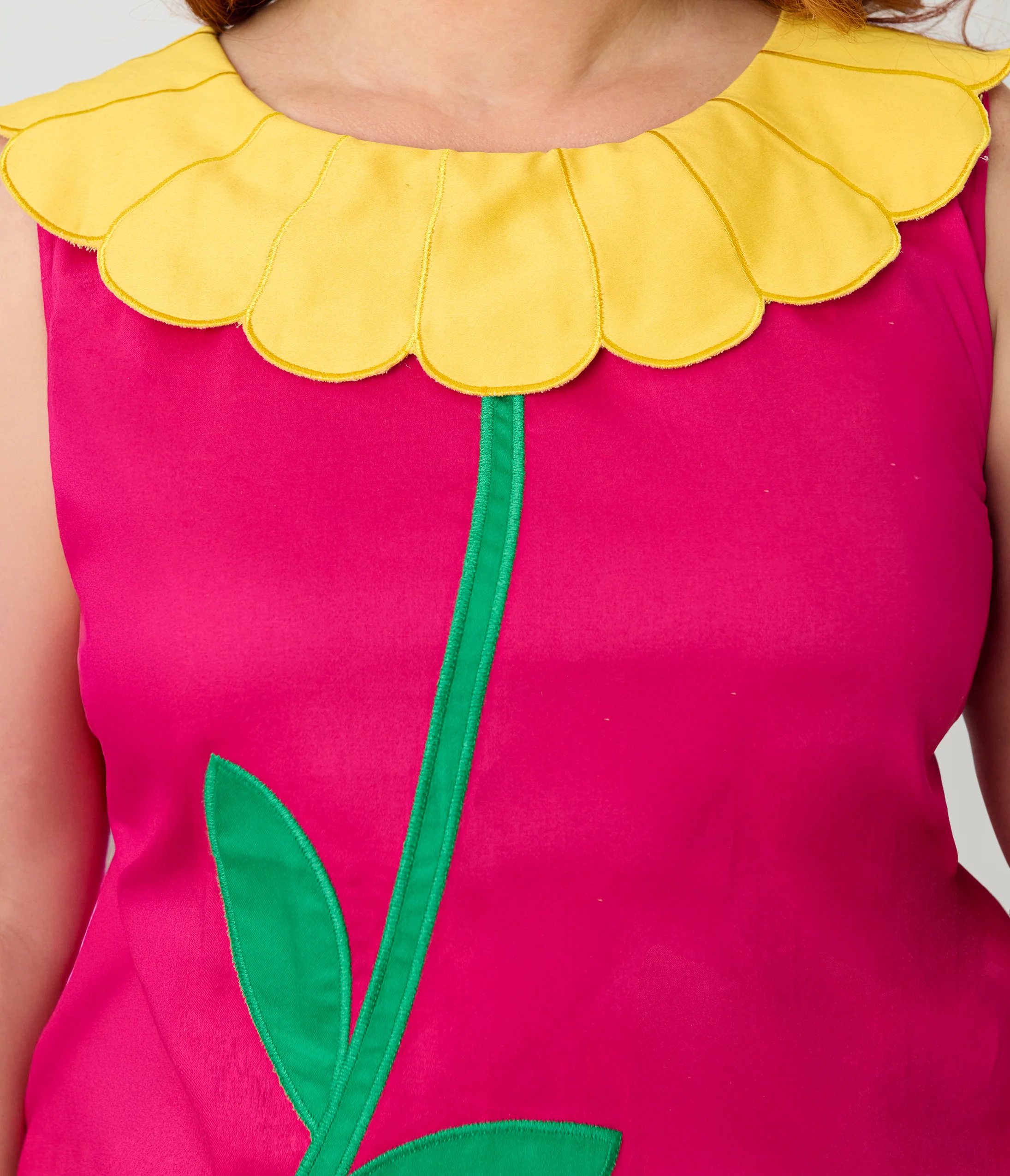 Smak Parlour Plus Size Hot Pink & Yellow Petal Collar Cotton Shift Dress - Image 5