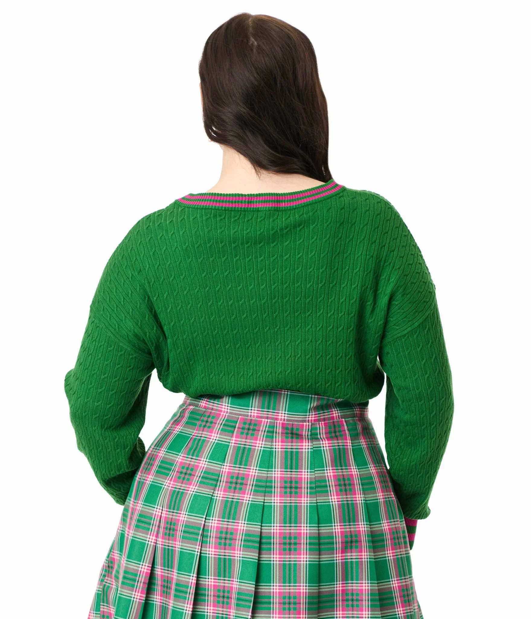 Smak Parlour Plus Size Pink & Green Pickleball Sweater - Image 3