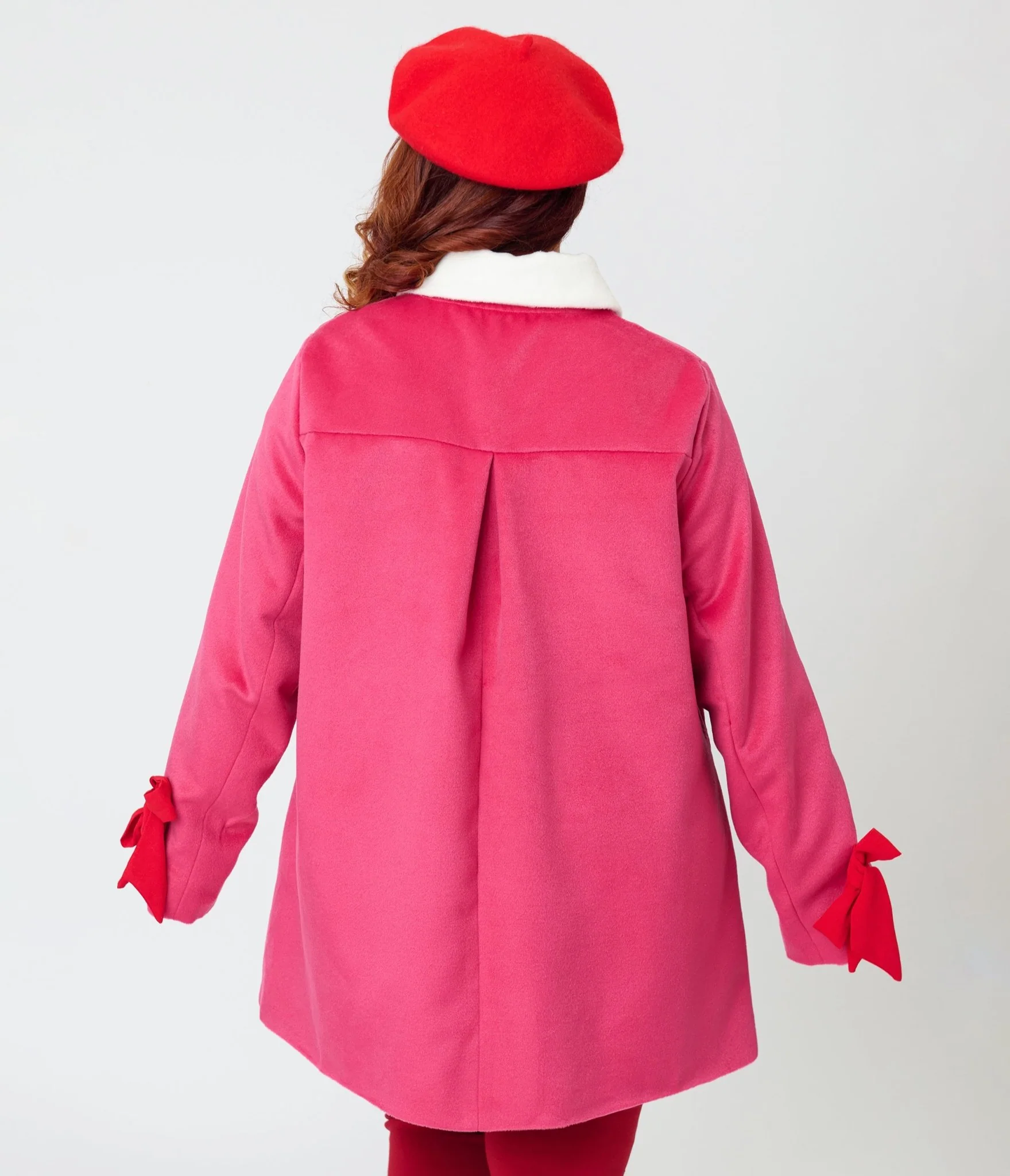 Smak Parlour Plus Size Pink & Red Bows Topper Coat - Image 2