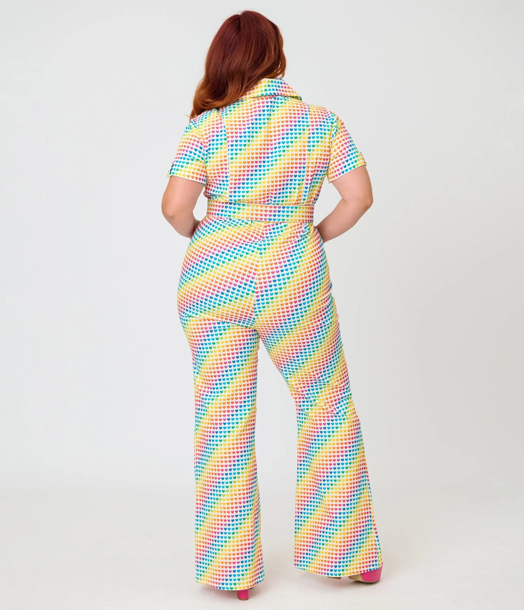 Smak Parlour Plus Size Rainbow Hearts Flare Jumpsuit - Image 2