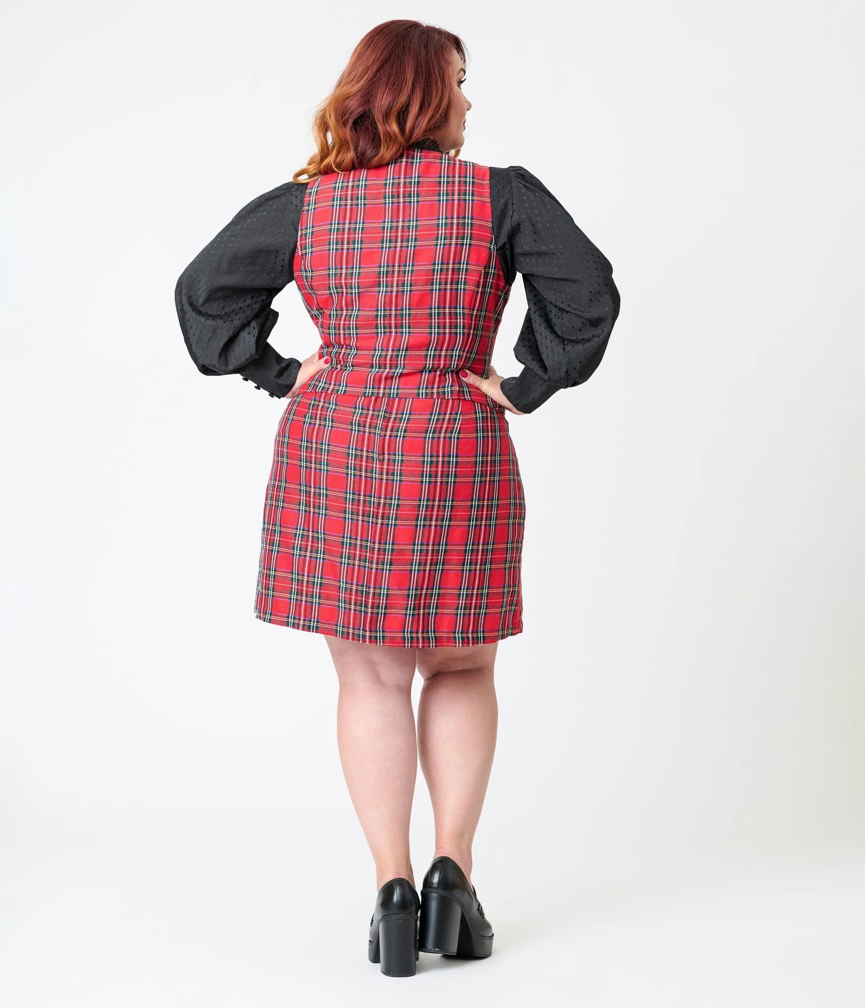 Smak Parlour Plus Size Red Plaid A-Line Mini Skirt - Image 3