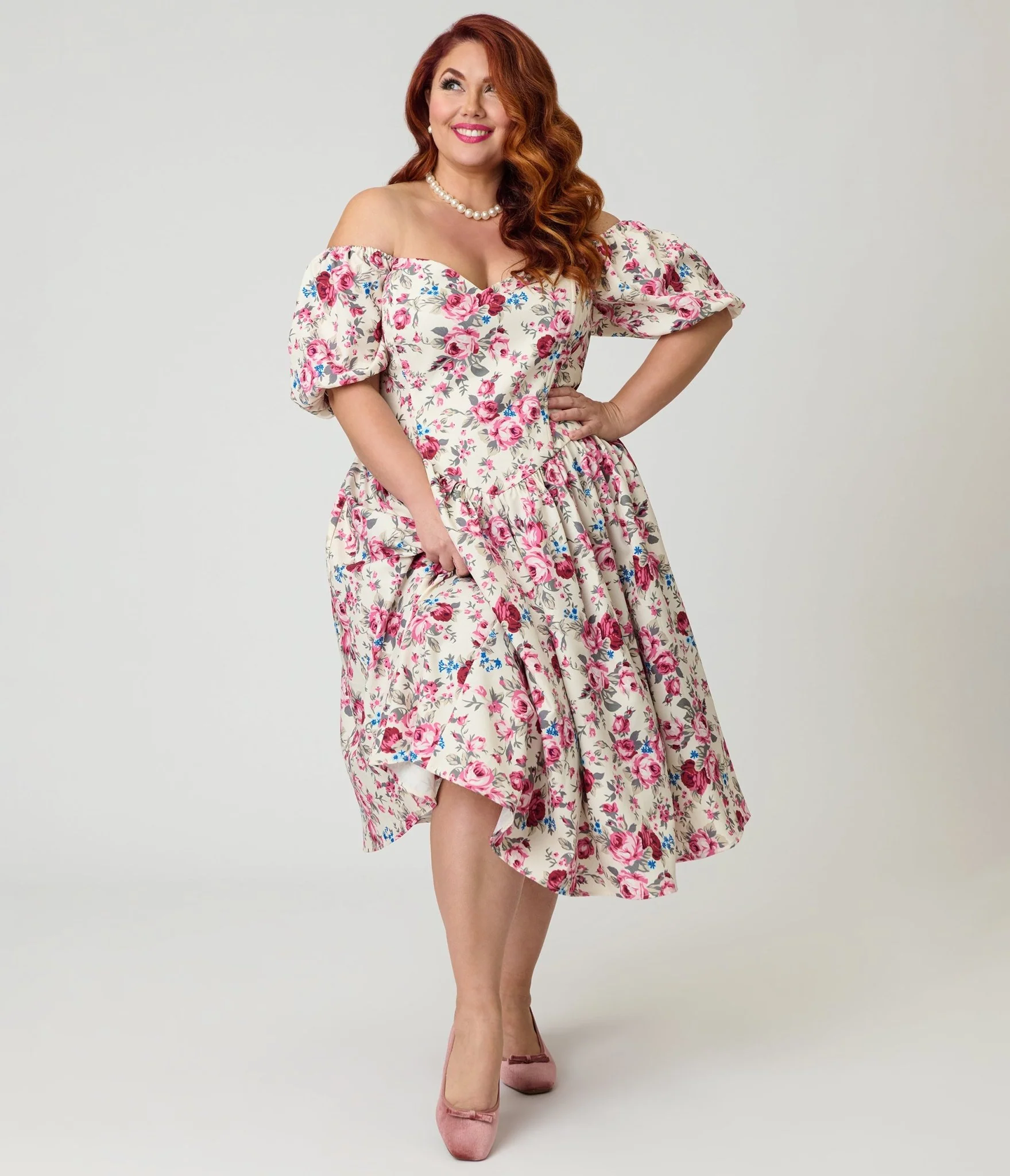 Smak Parlour Plus Size Spring Roses Sweetheart Swing Dress - Image 2