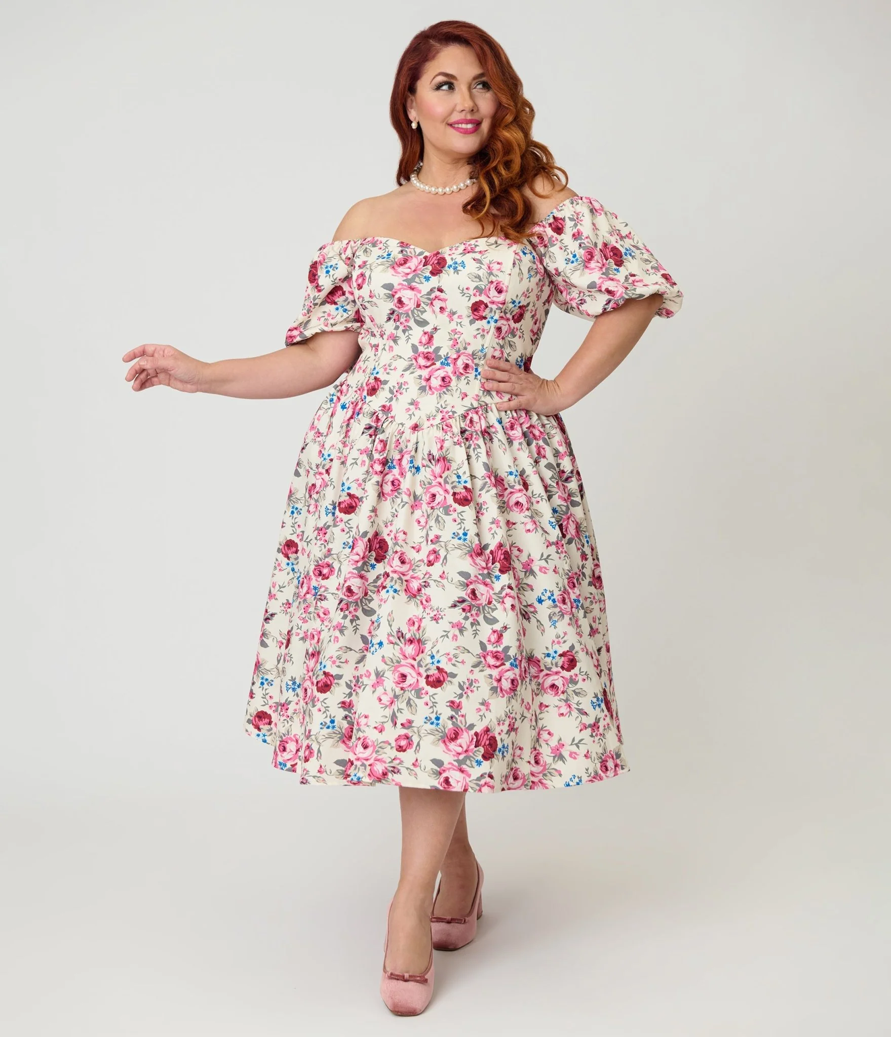 Smak Parlour Plus Size Spring Roses Sweetheart Swing Dress - Image 3