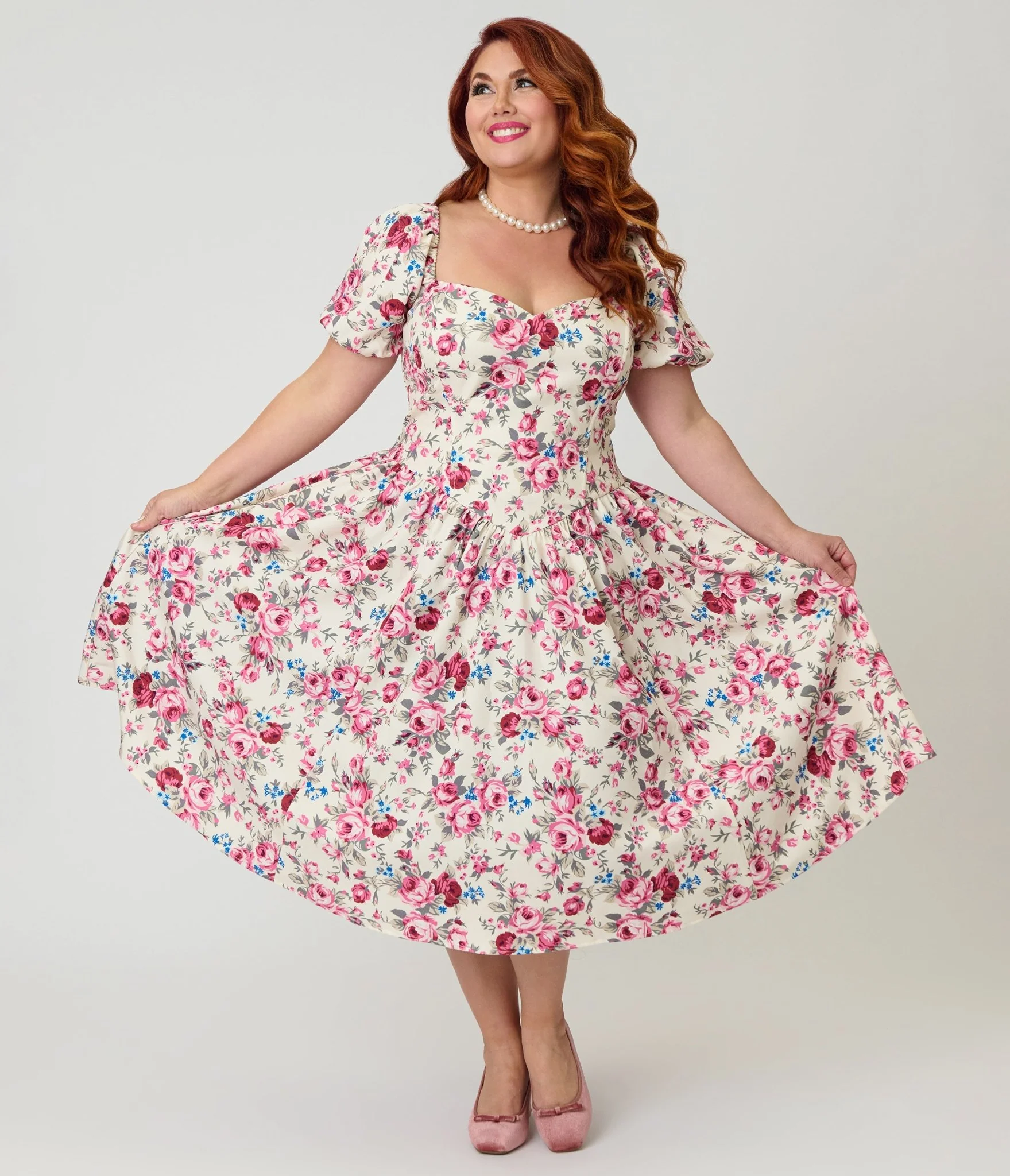 Smak Parlour Plus Size Spring Roses Sweetheart Swing Dress - Image 4