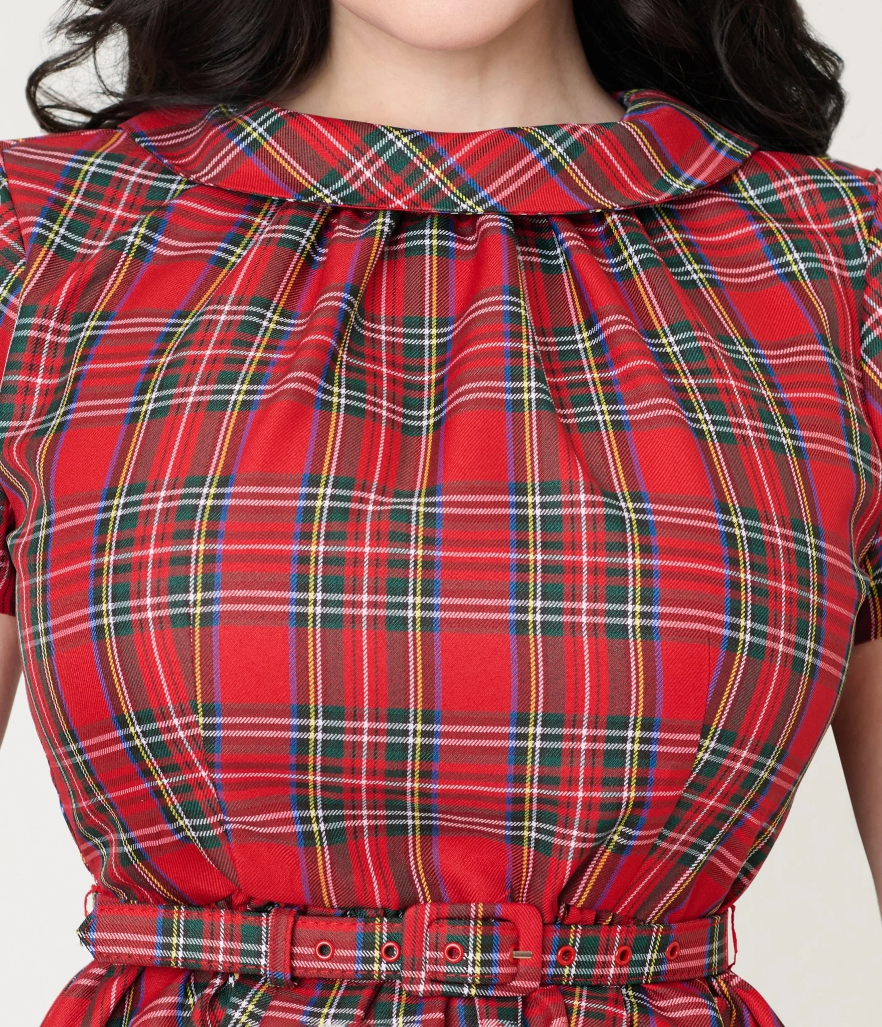 Smak Parlour Red Plaid Flare Dress - Image 5