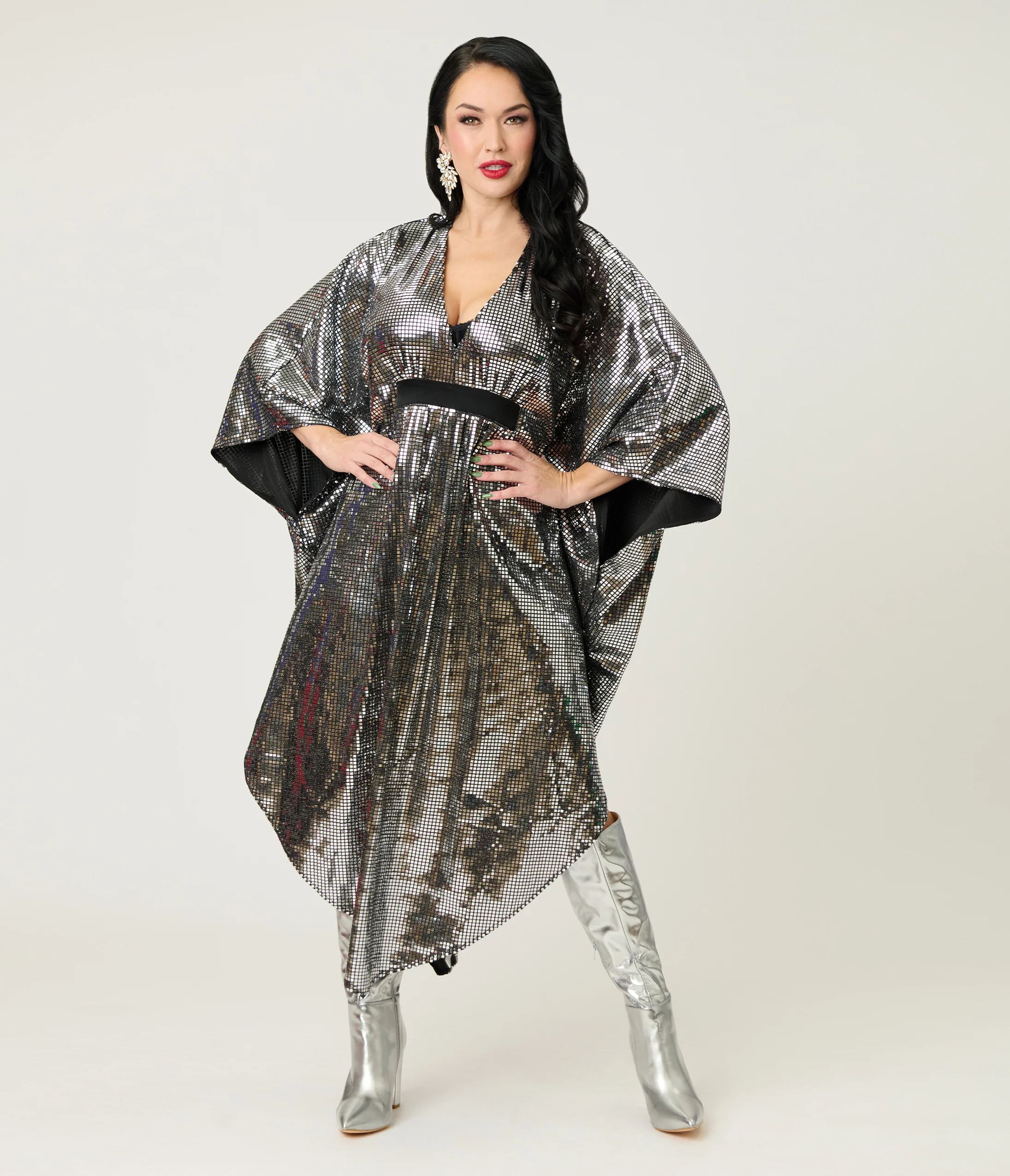 Smak Parlour Silver Mirror Triangle Caftan Dress - Image 3