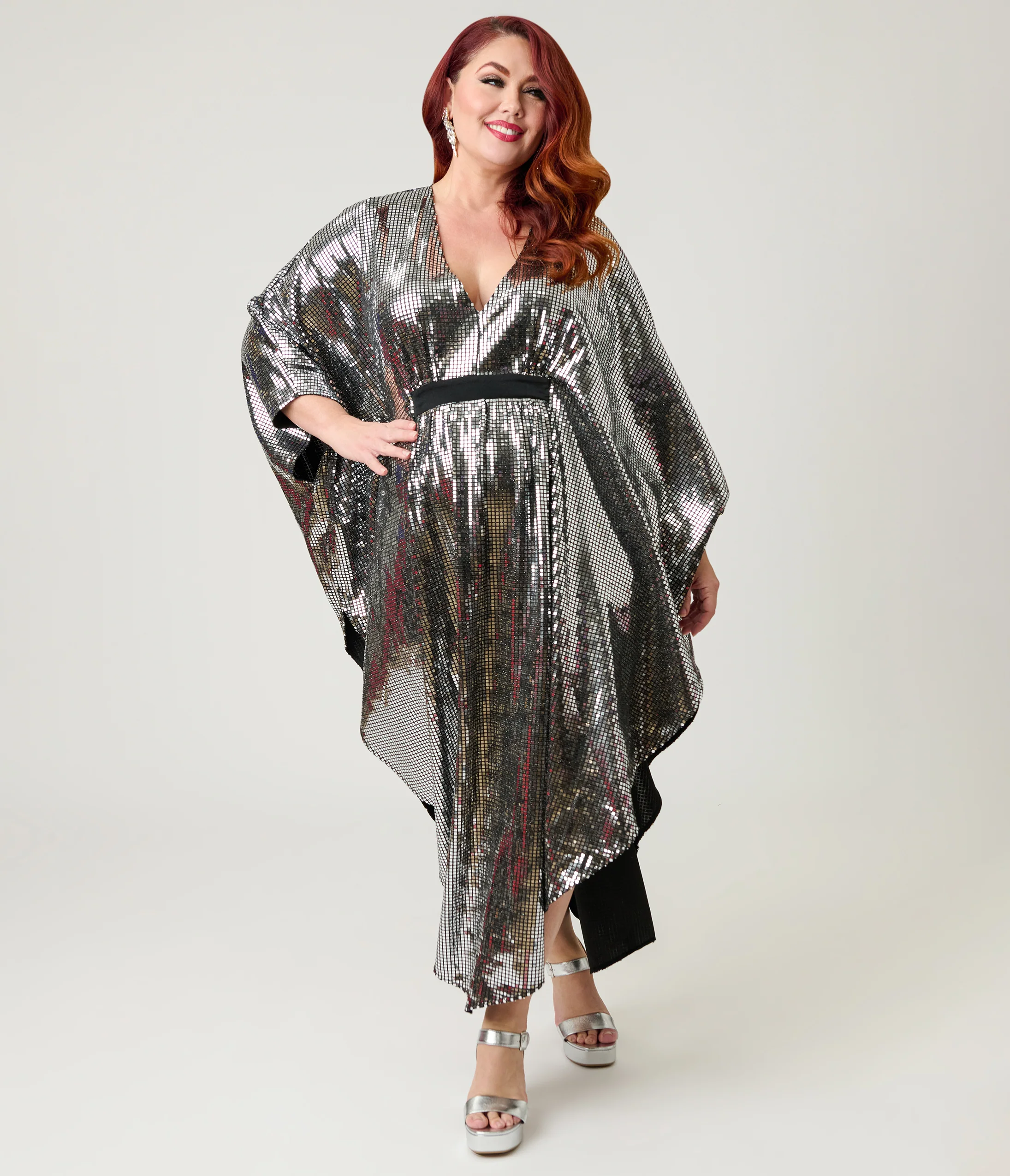Smak Parlour Silver Mirror Triangle Caftan Dress - Image 4