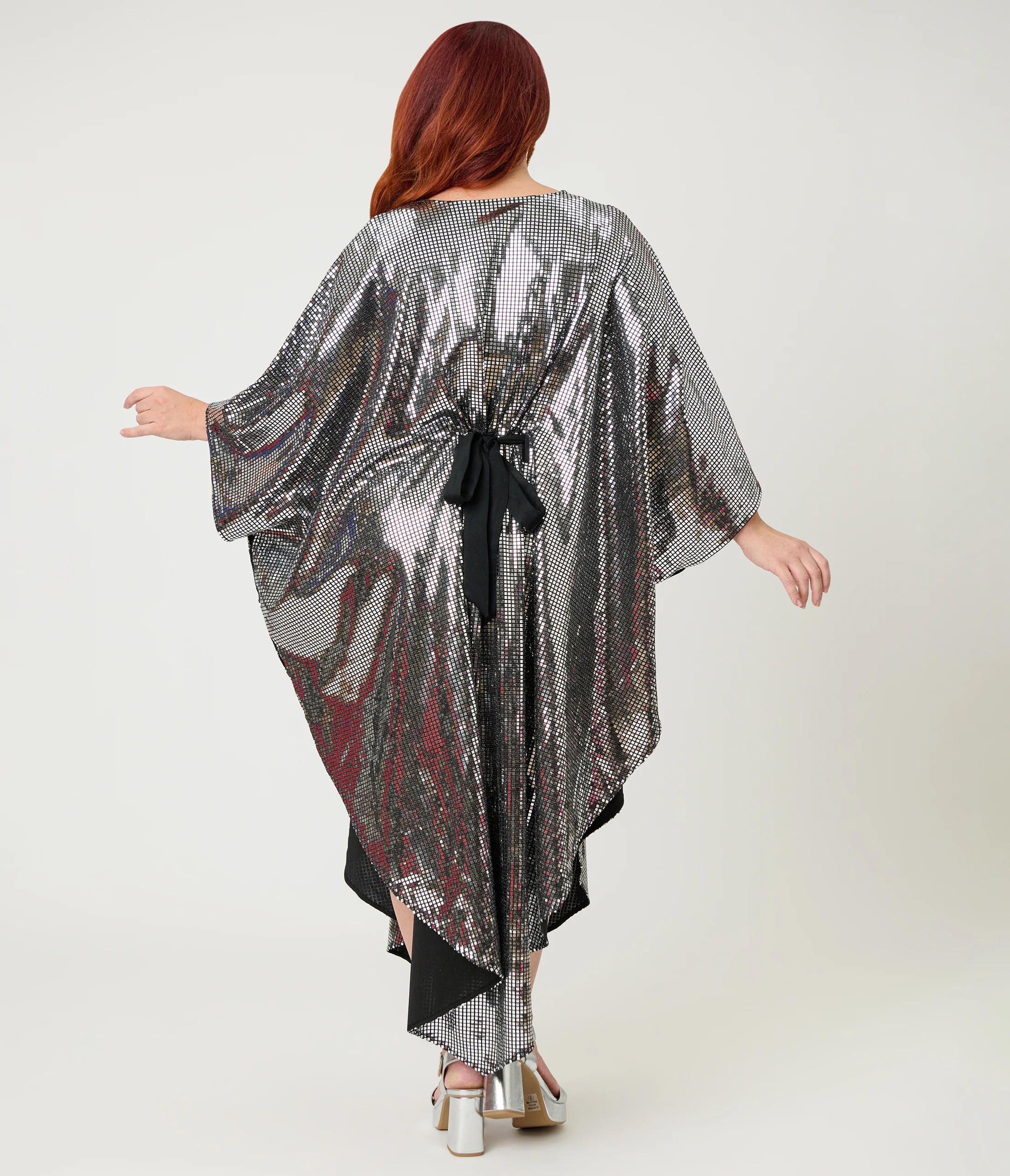 Smak Parlour Silver Mirror Triangle Caftan Dress - Image 5