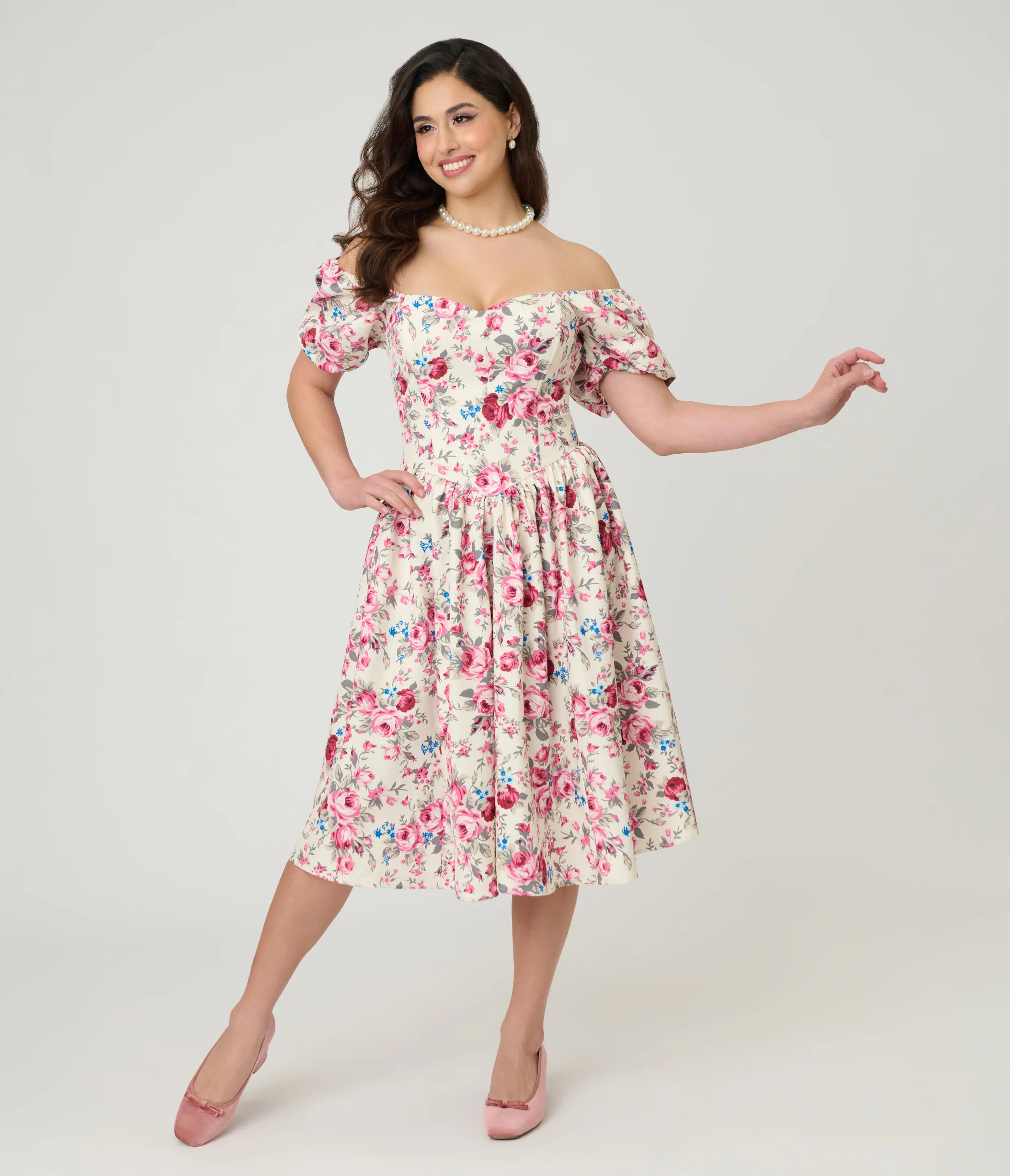 Smak Parlour Spring Roses Sweetheart Swing Dress - Image 3
