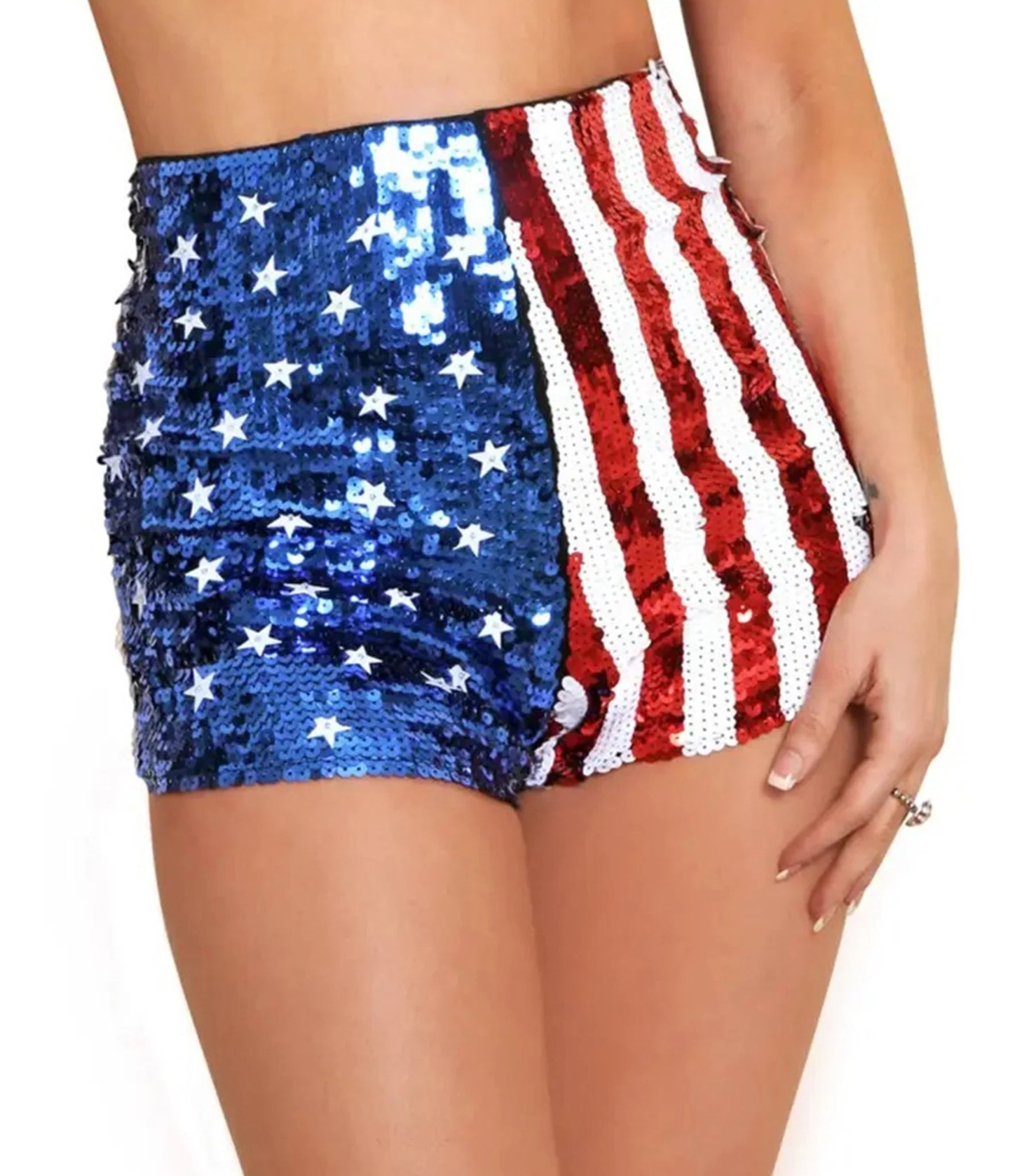 Stars & Stripes Sequin High Waisted Shorts - Image 2