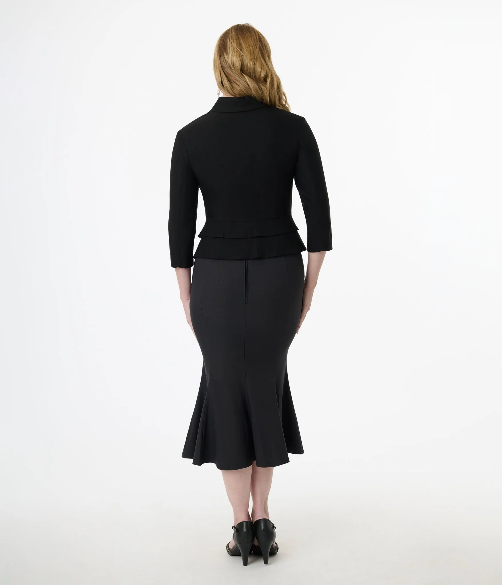 Unique Vintage 1940s Black Trumpet Skirt - Image 3