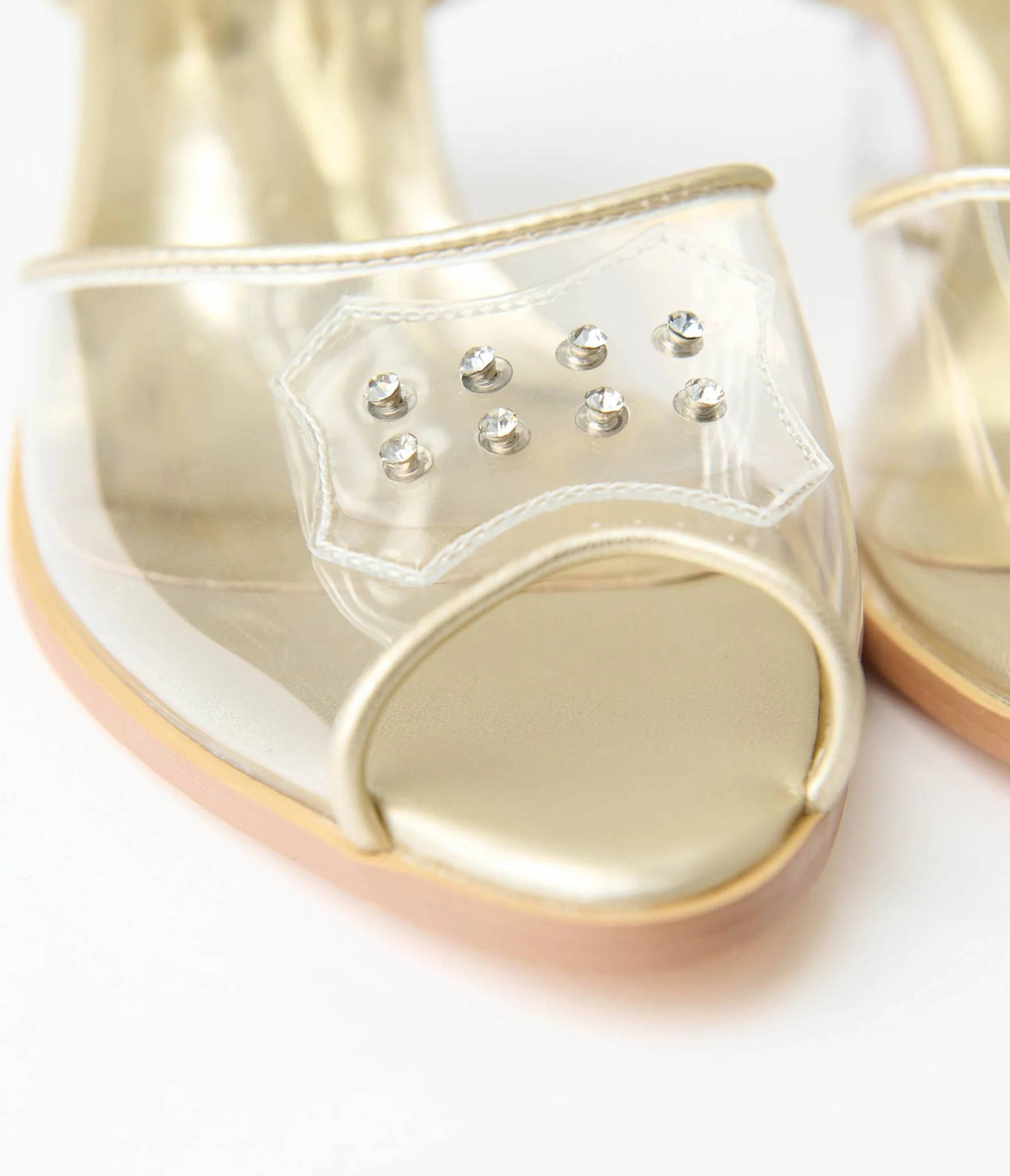 Unique Vintage 1940's Clear Rhinestone Kitten Heels - Image 4